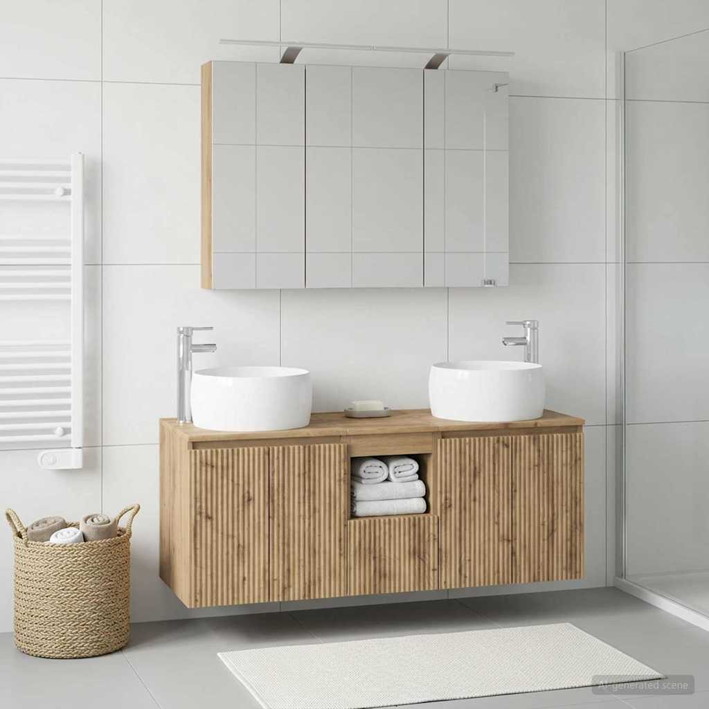 Set ormarića za kupaonicu 4 pcs Hrast artisan Konstruirano drvo