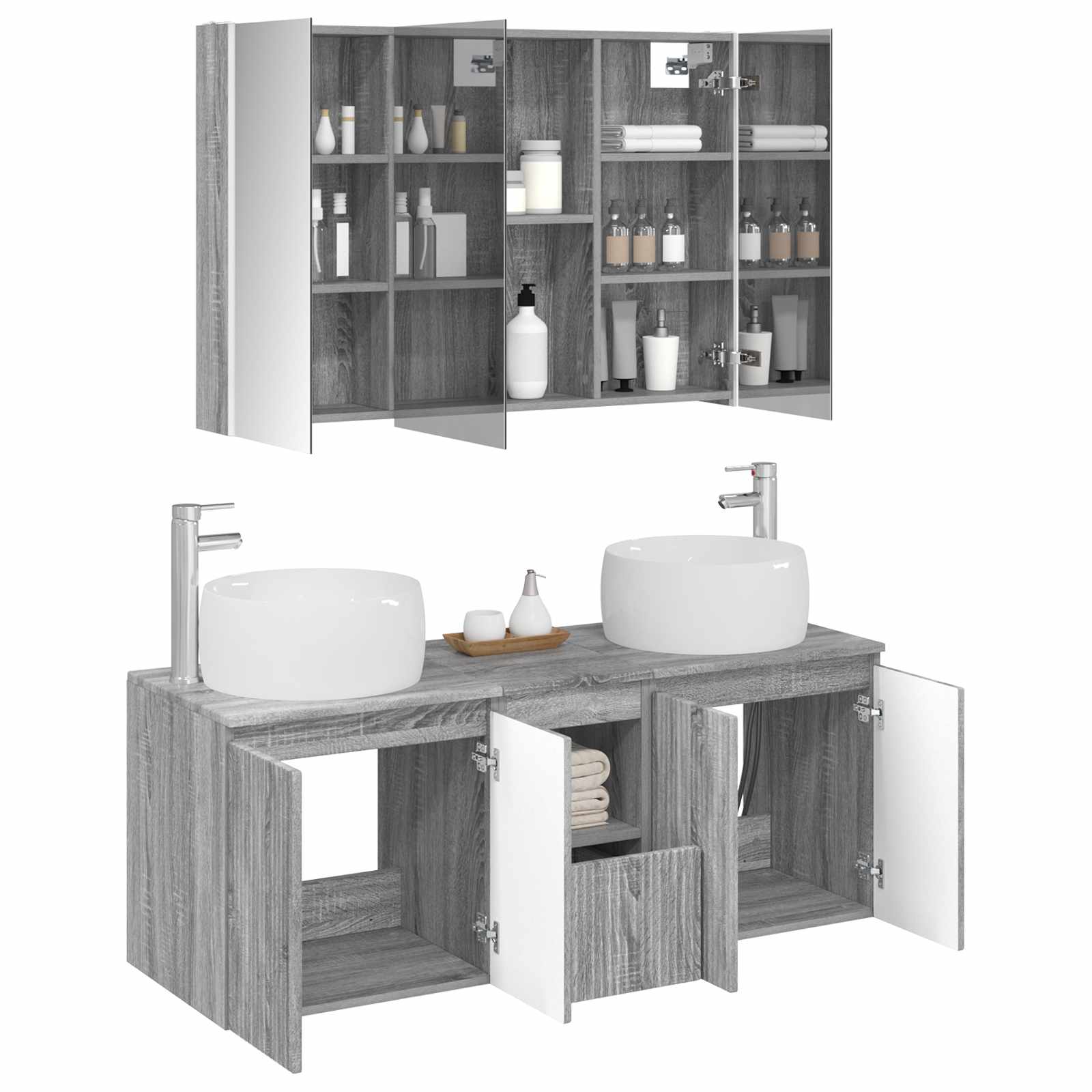 Set ormarića za kupaonicu 4 pcs Siva Sonoma Konstruirano drvo