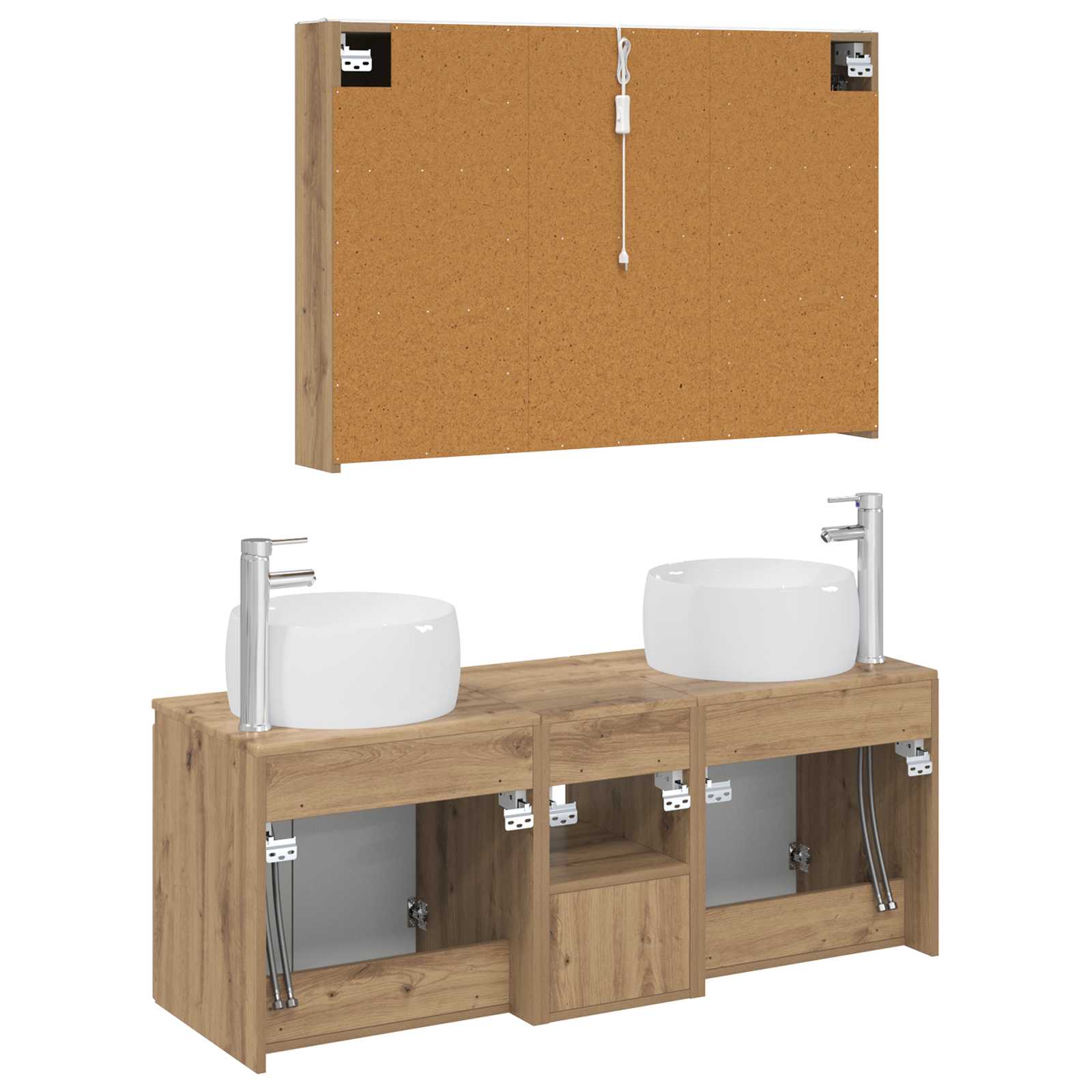 Set ormarića za kupaonicu 4 pcs Hrast artisan Konstruirano drvo