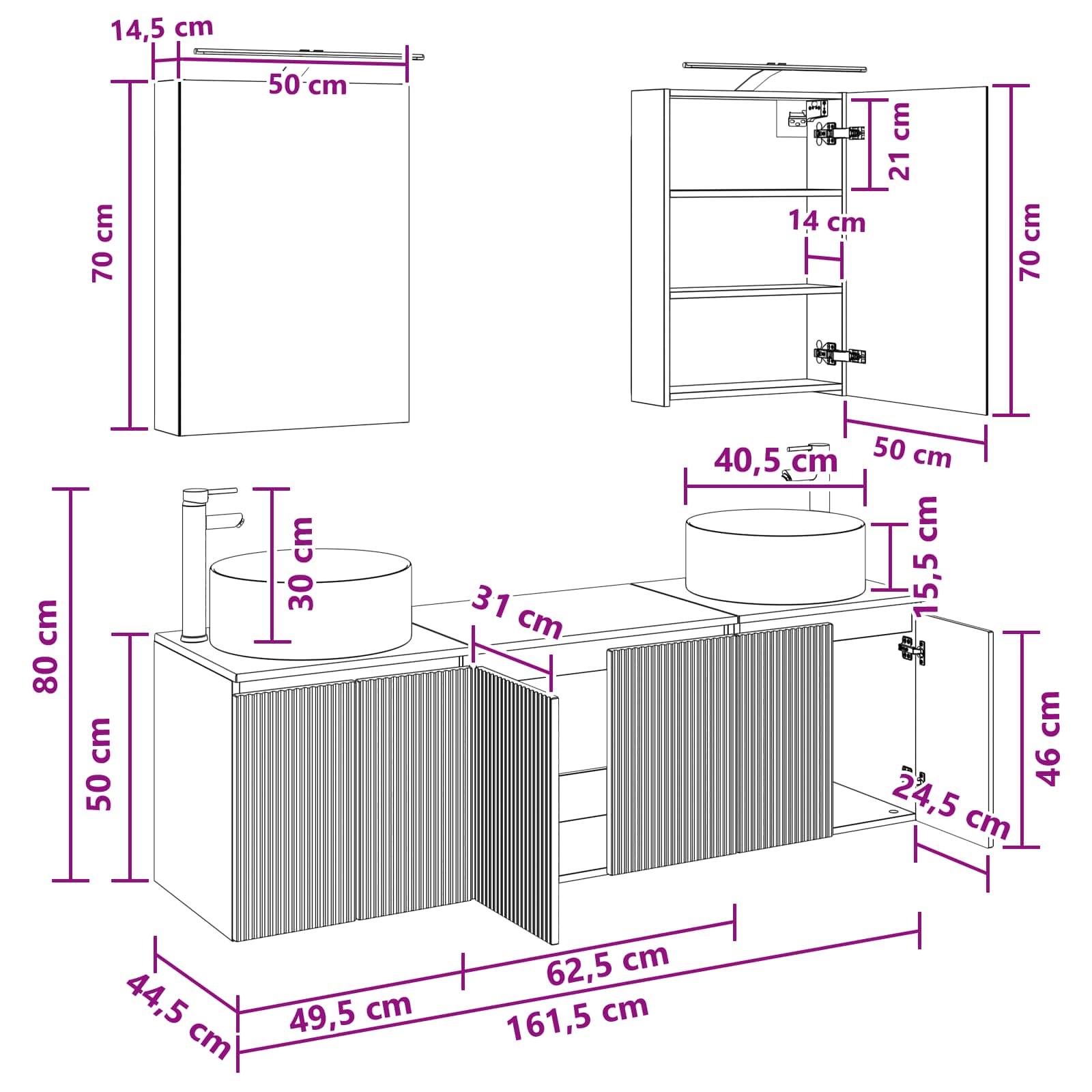 Set ormarića za kupaonicu 5 pcs Hrast sonoma Konstruirano drvo
