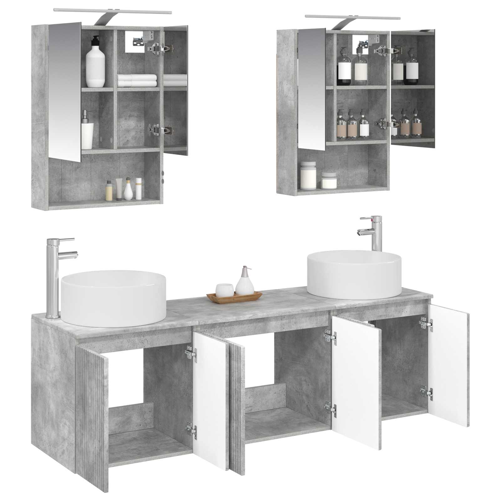 Set ormarića za kupaonicu 5 pcs Betonska siva Konstruirano drvo
