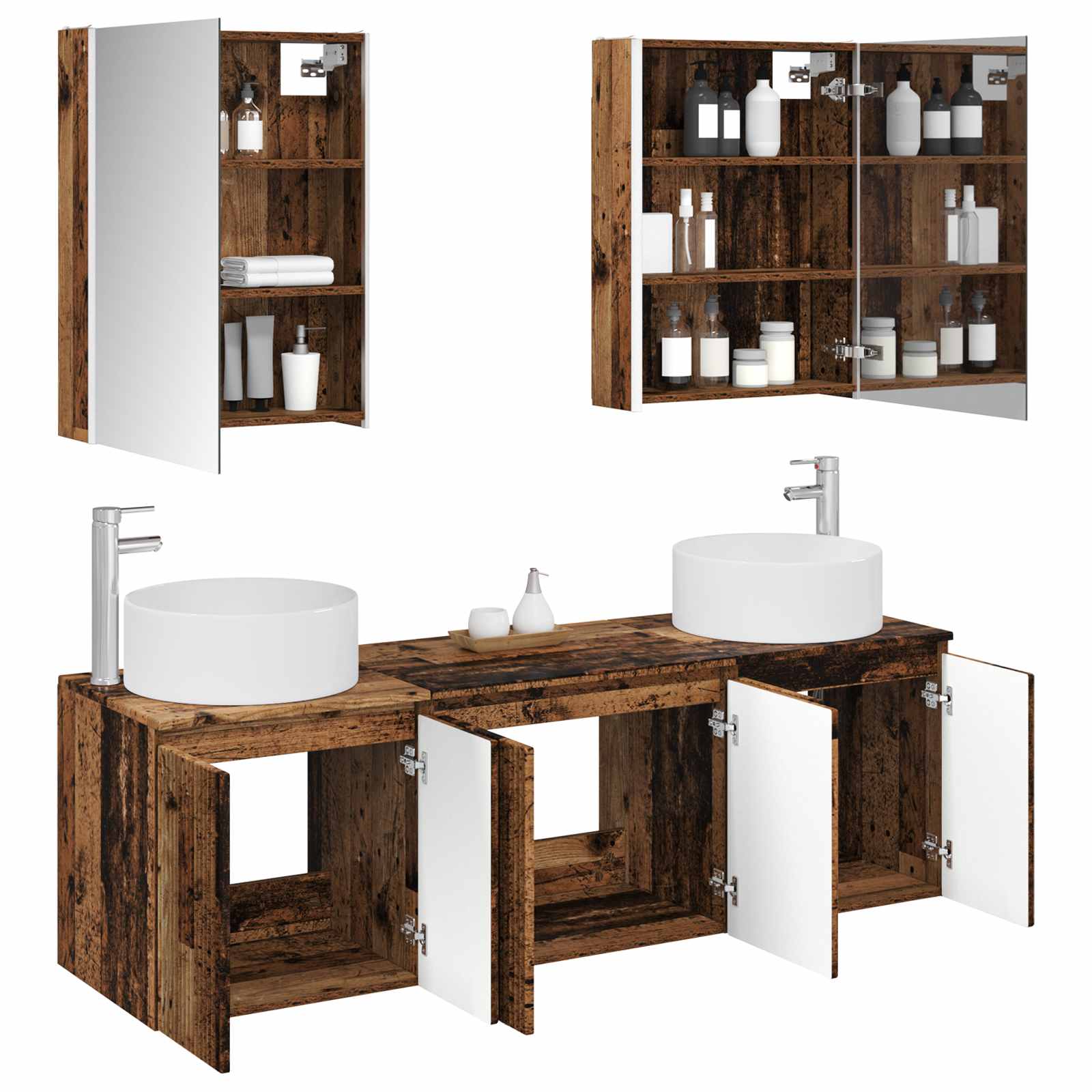 Set ormarića za kupaonicu 5 pcs Staro drvo Konstruirano drvo