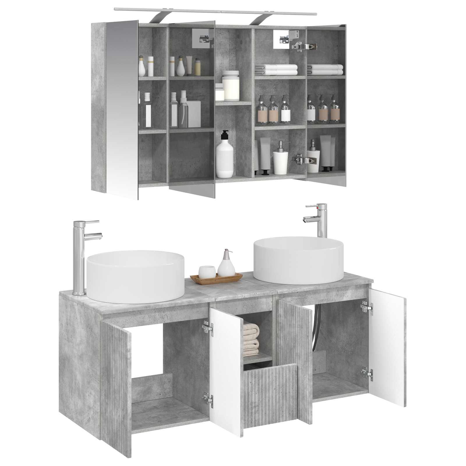 Set ormarića za kupaonicu 4 pcs Betonska siva