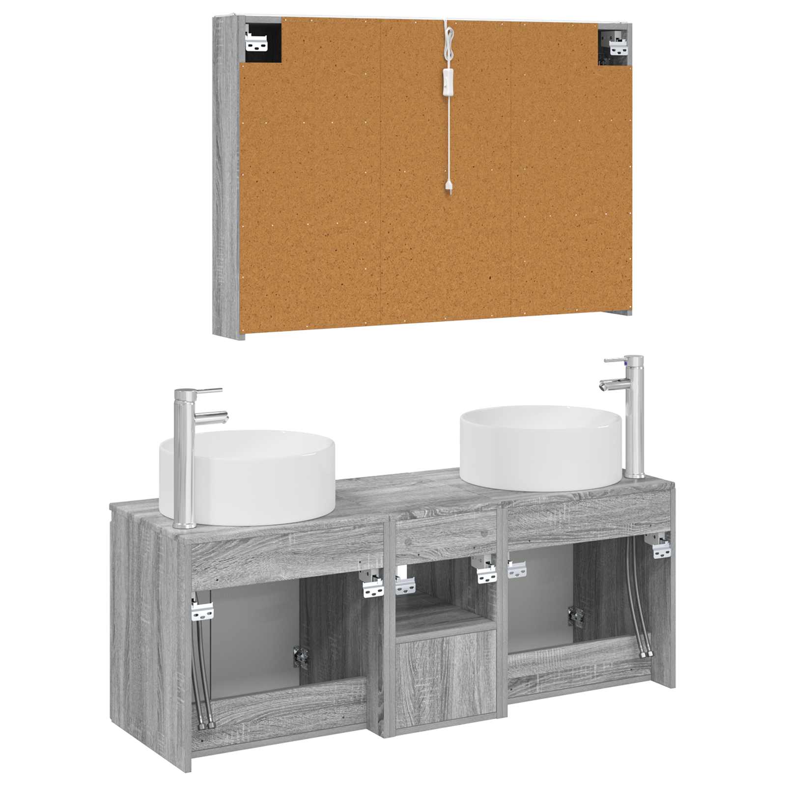 Set ormarića za kupaonicu 4 pcs Siva Sonoma