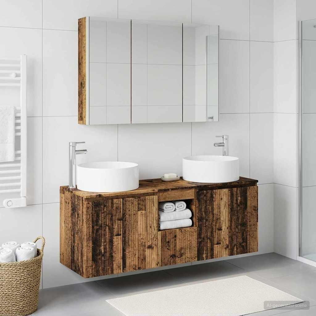 Set ormarića za kupaonicu 4 pcs Staro drvo 103,5 x 15,5 x 70 cm