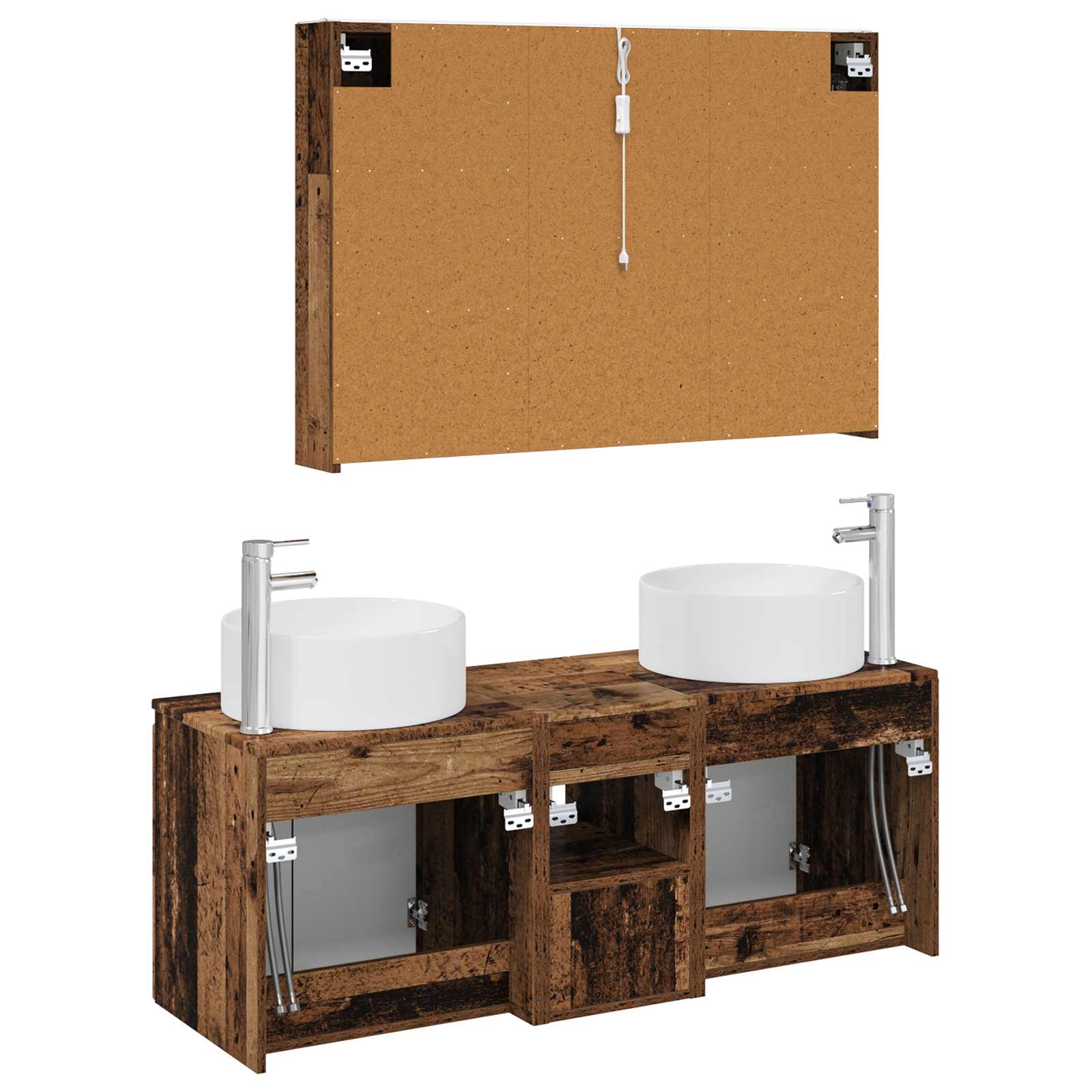 Set ormarića za kupaonicu 4 pcs Staro drvo 103,5 x 15,5 x 70 cm