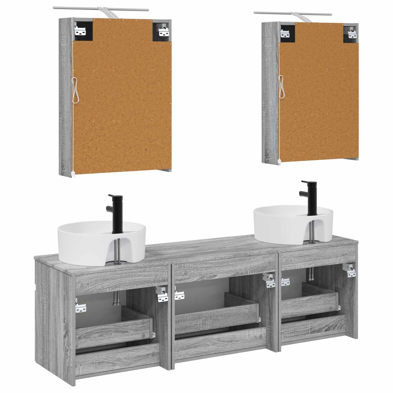 Set ormarića za kupaonicu 5 pcs Siva Sonoma 50 x 14,5 x 70 cm