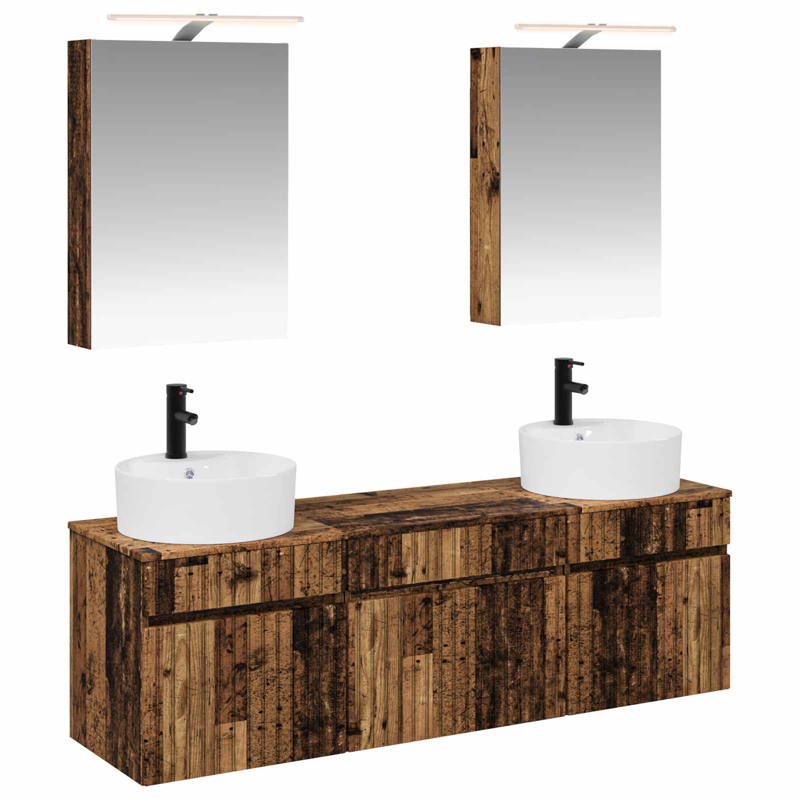 Set ormarića za kupaonicu 5 pcs Staro drvo 50 x 14,5 x 70 cm