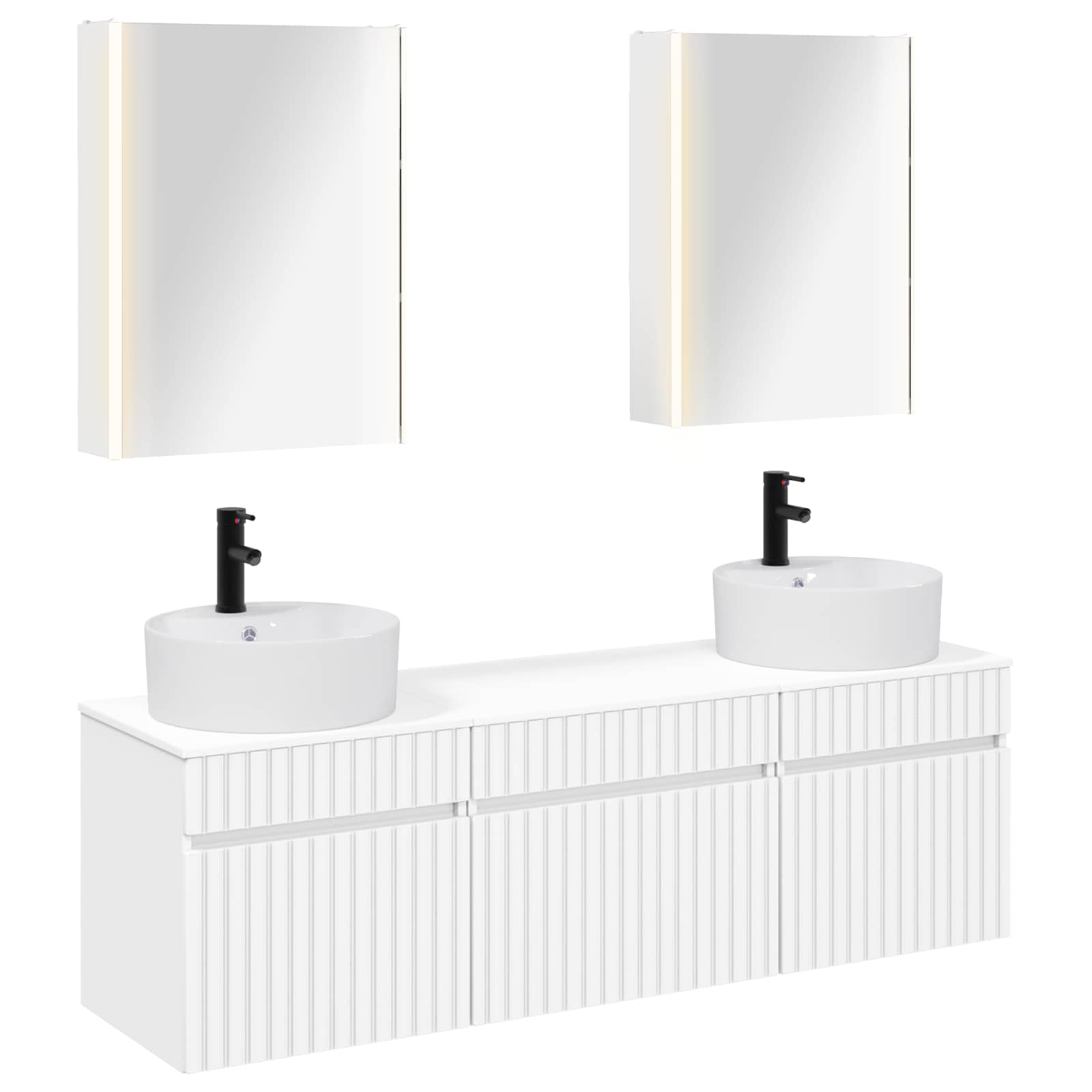 Set ormarića za kupaonicu 5 pcs Bijela 53 x 15,5 x 70 cm