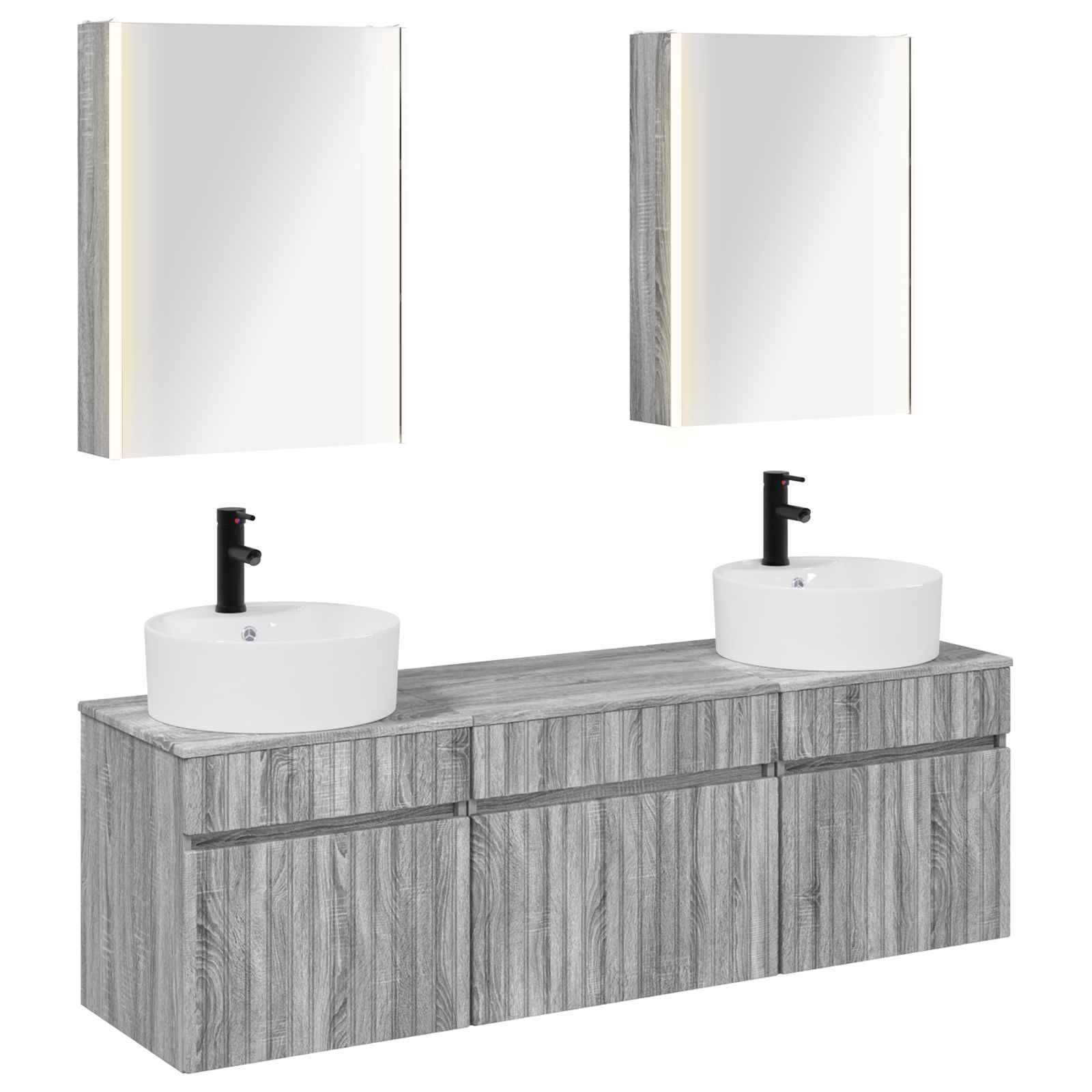 Set ormarića za kupaonicu 5 pcs Siva Sonoma 53 x 15,5 x 70 cm