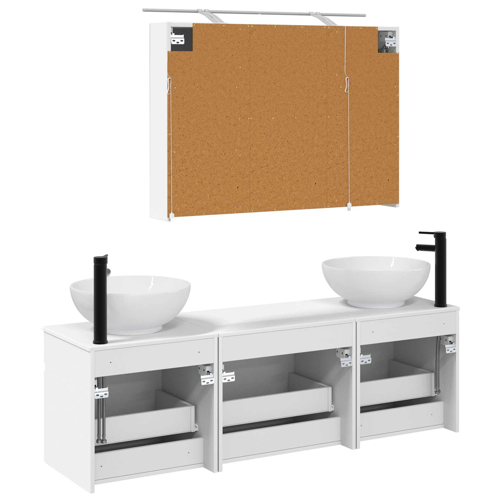 Set ormarića za kupaonicu 4 pcs Bijela 100 x 14,5 x 70 cm