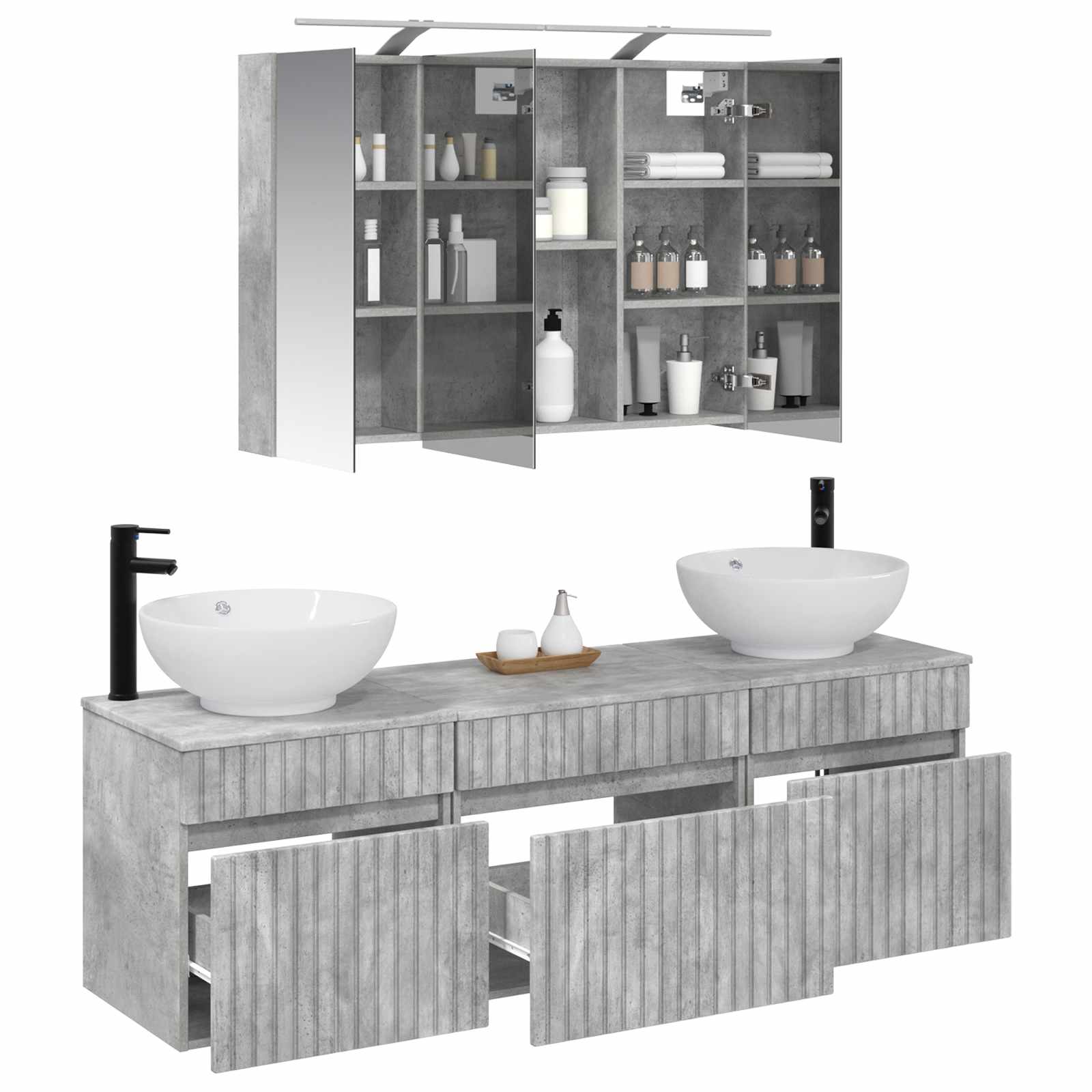 Set ormarića za kupaonicu 4 pcs Betonska siva Konstruirano drvo
