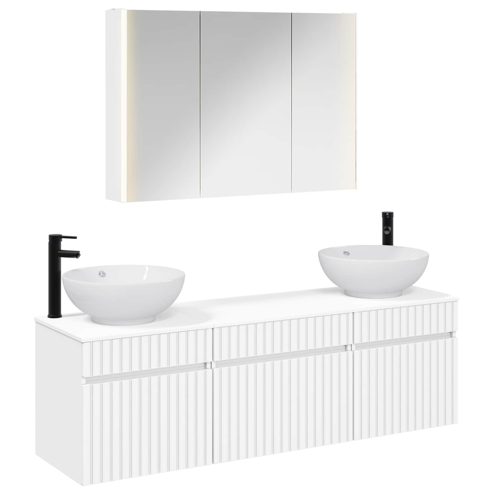 Set ormarića za kupaonicu 4 pcs Bijela 103,5 x 15,5 x 70 cm