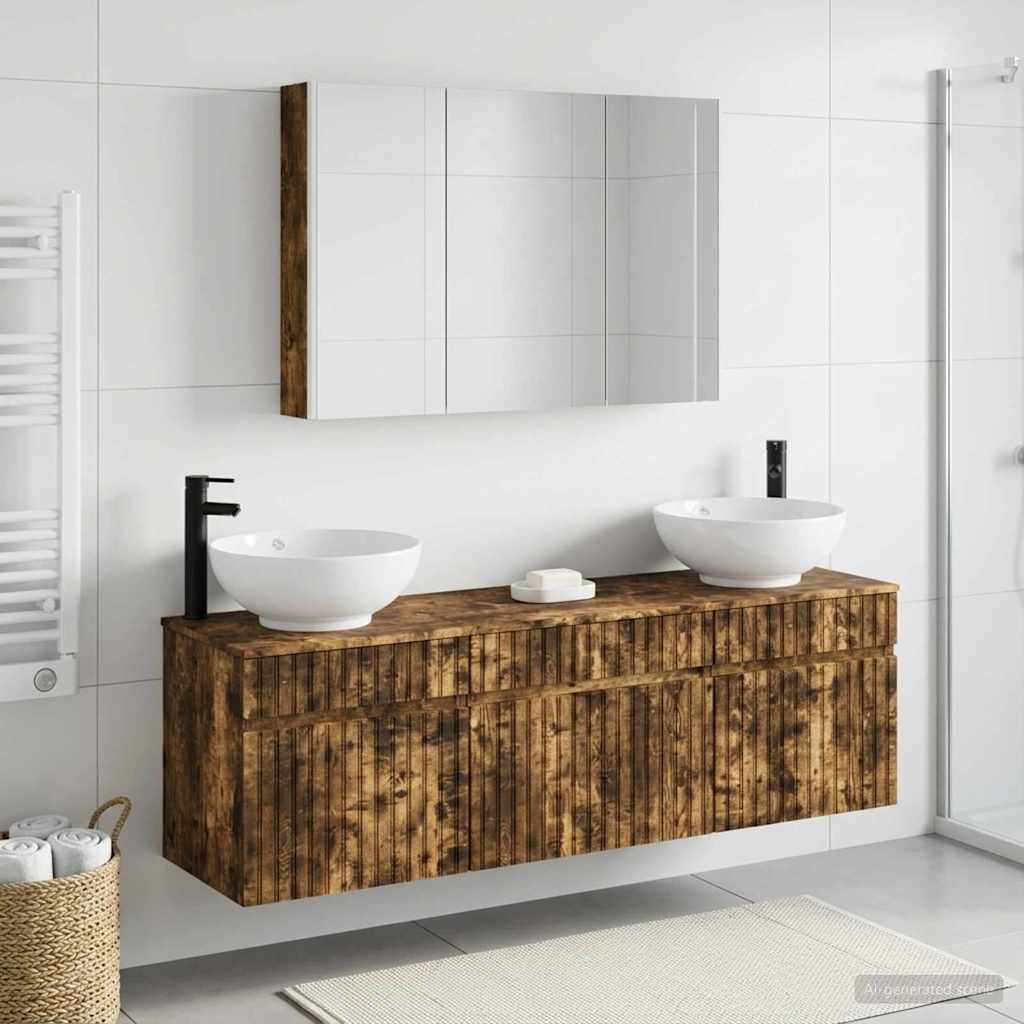 Set ormarića za kupaonicu 4 pcs Dimljeni hrast