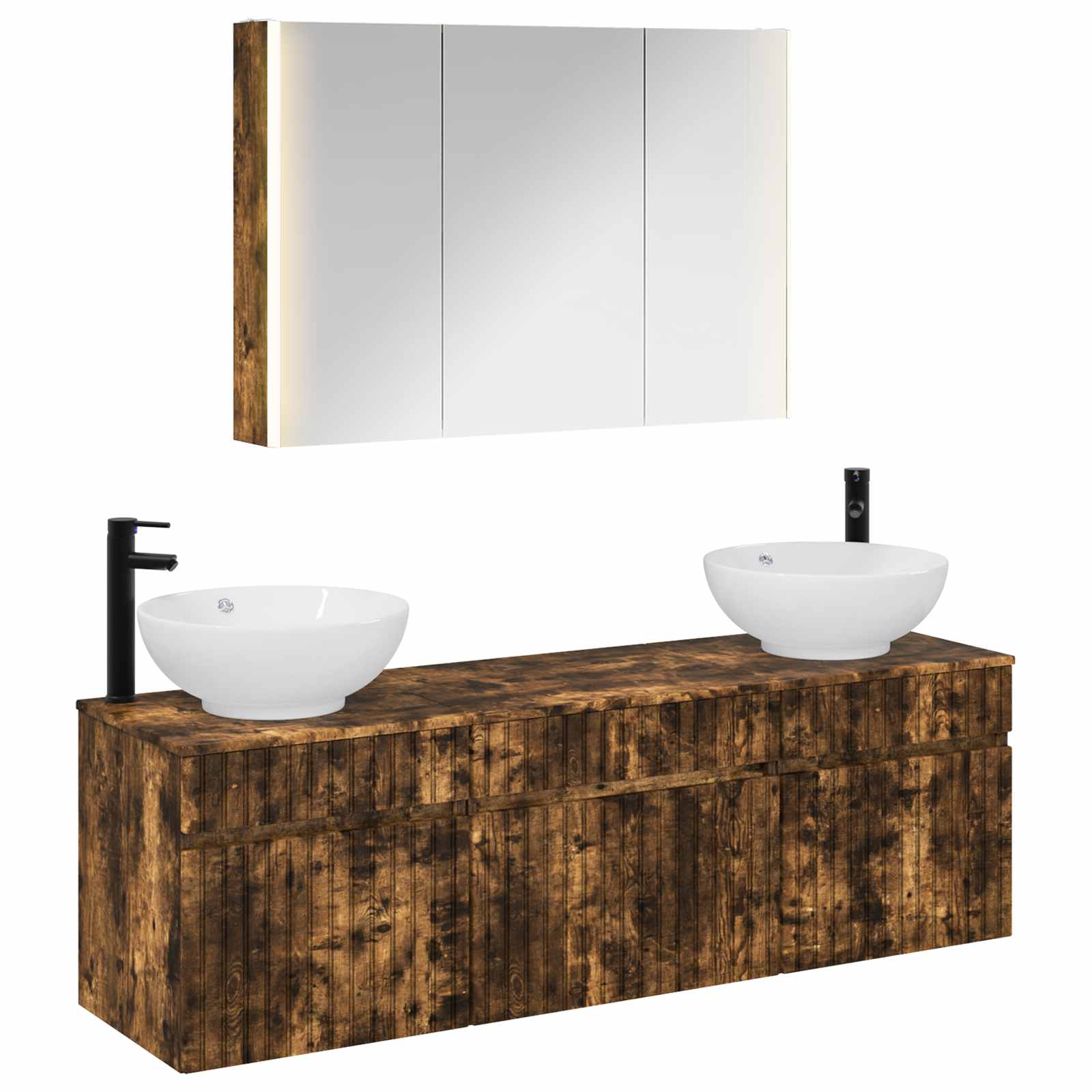Set ormarića za kupaonicu 4 pcs Dimljeni hrast