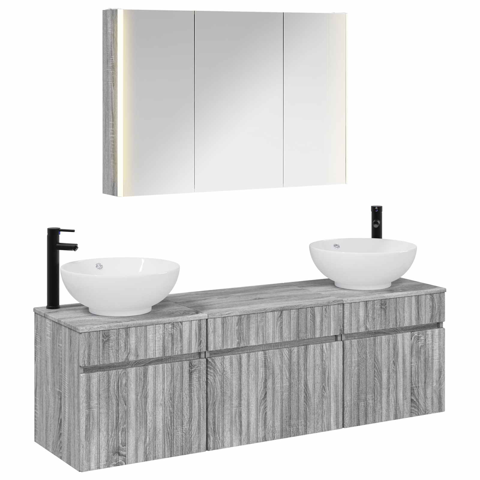 Set ormarića za kupaonicu 4 pcs Siva Sonoma