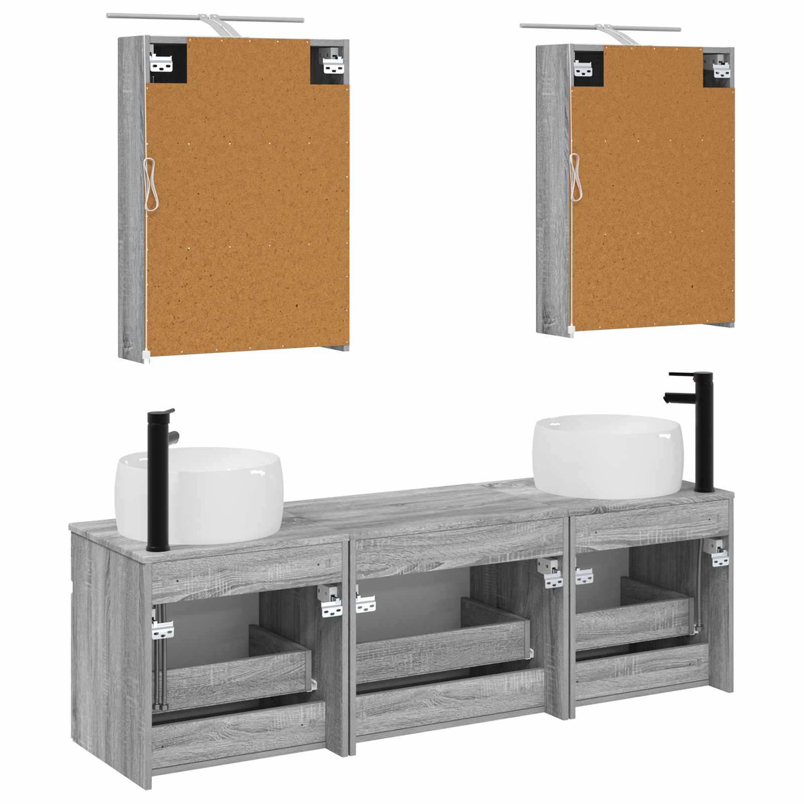 Set ormarića za kupaonicu 5 pcs Siva Sonoma 50 x 14,5 x 70 cm