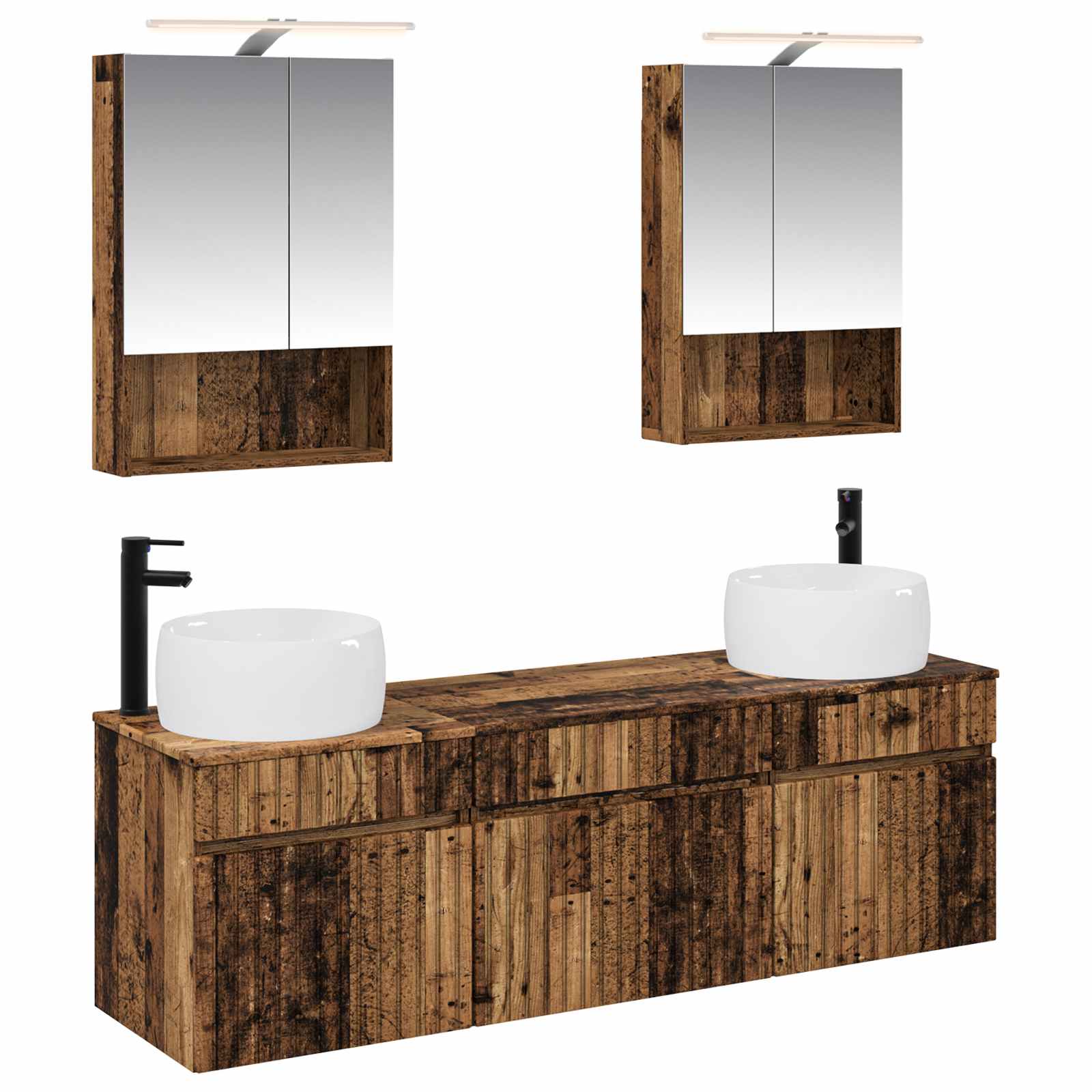 Set ormarića za kupaonicu 5 pcs Staro drvo 50 x 14,5 x 70 cm