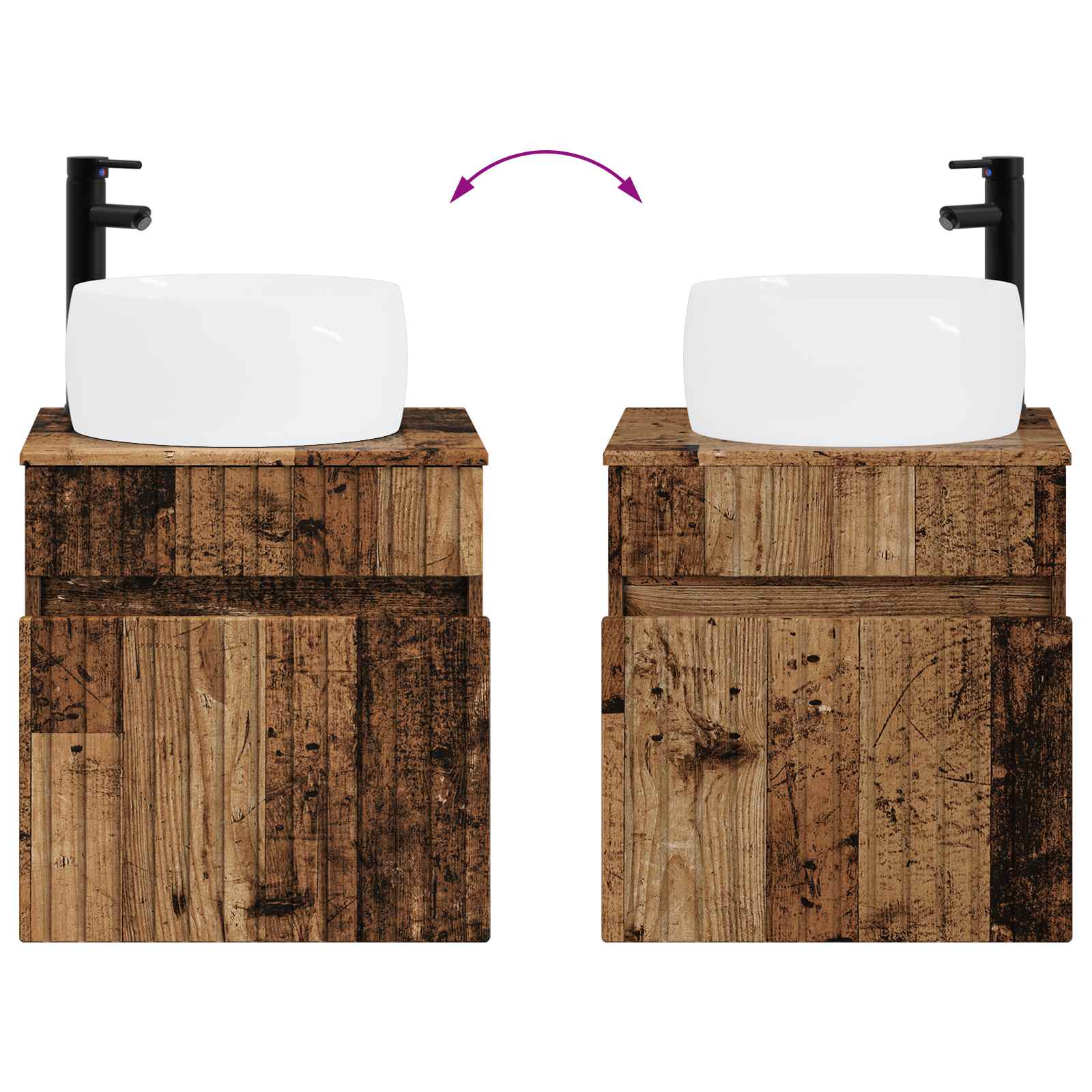 Set ormarića za kupaonicu 5 pcs Staro drvo 50 x 14,5 x 70 cm