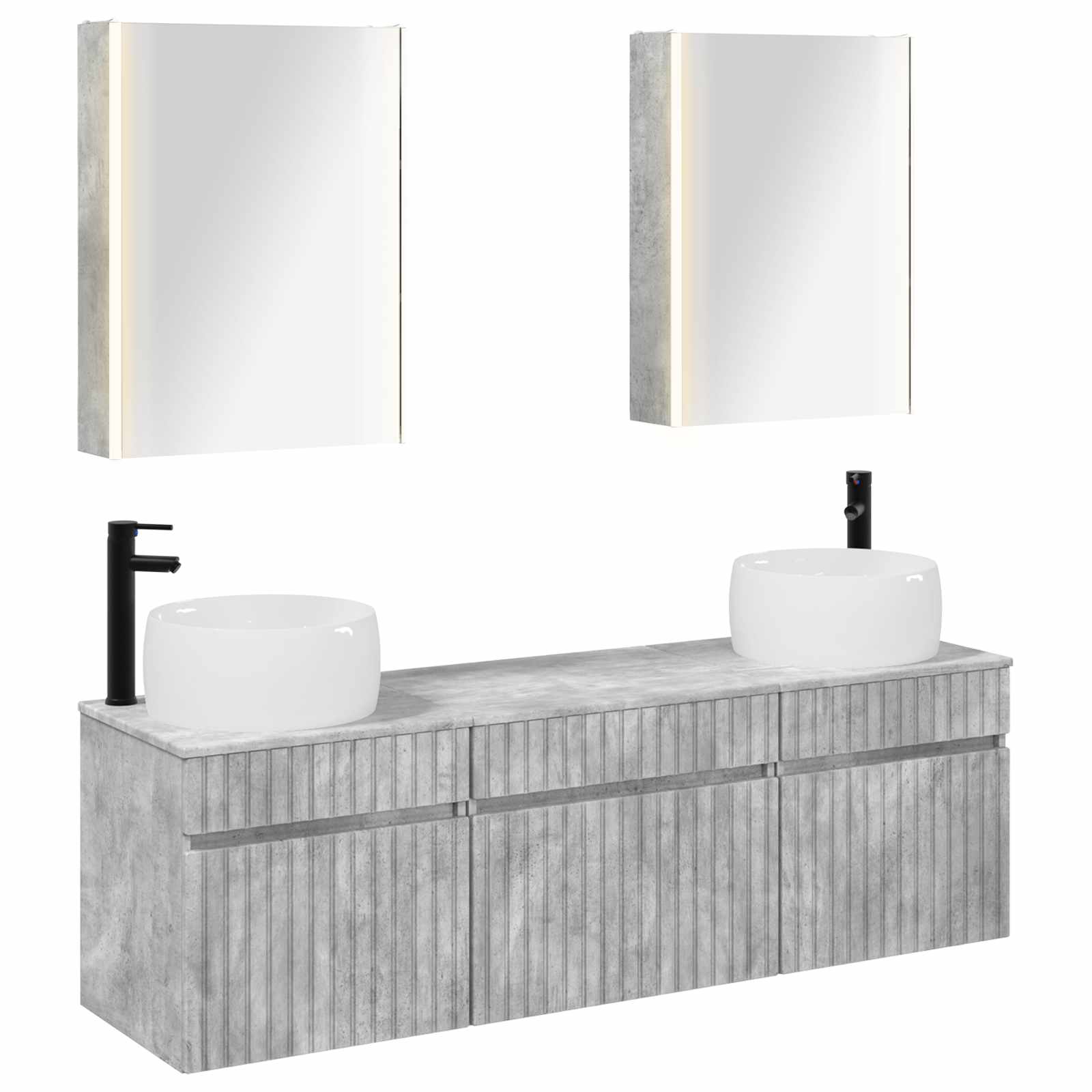 Set ormarića za kupaonicu 5 pcs Betonska siva 53 x 15,5 x 70 cm
