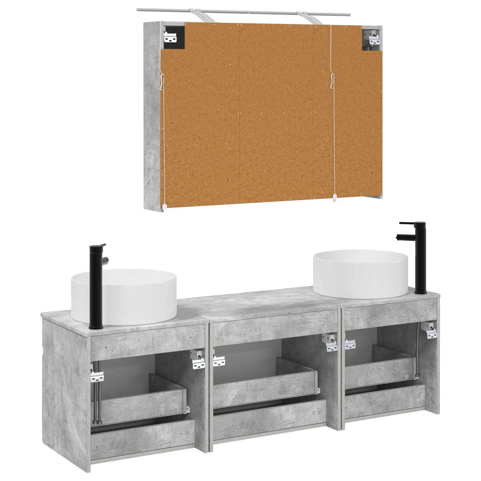 Set ormarića za kupaonicu 4 pcs Betonska siva