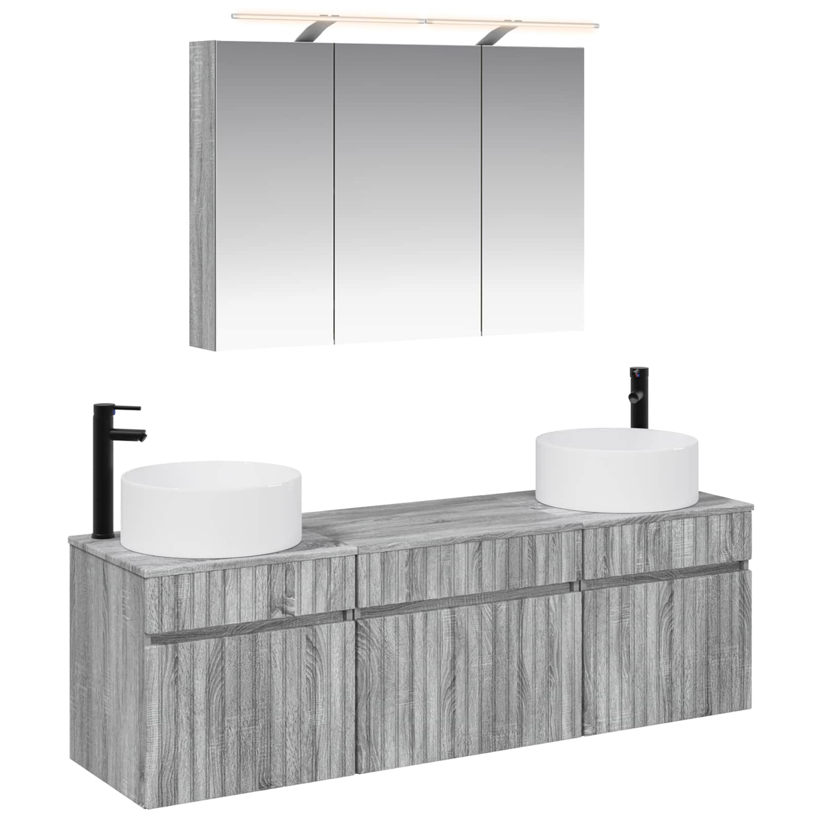 Set ormarića za kupaonicu 4 pcs Siva Sonoma 100 x 14,5 x 70 cm
