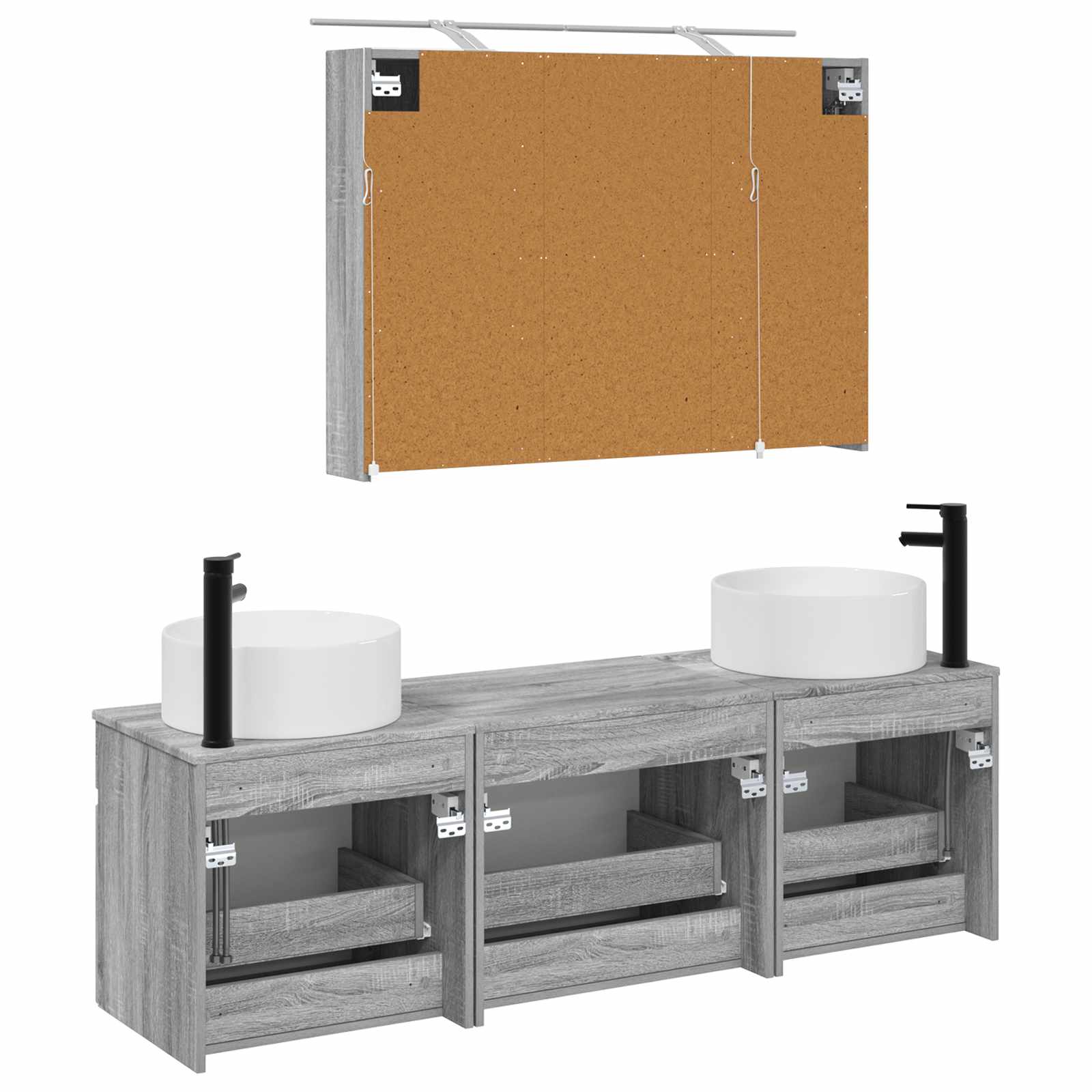 Set ormarića za kupaonicu 4 pcs Siva Sonoma 100 x 14,5 x 70 cm