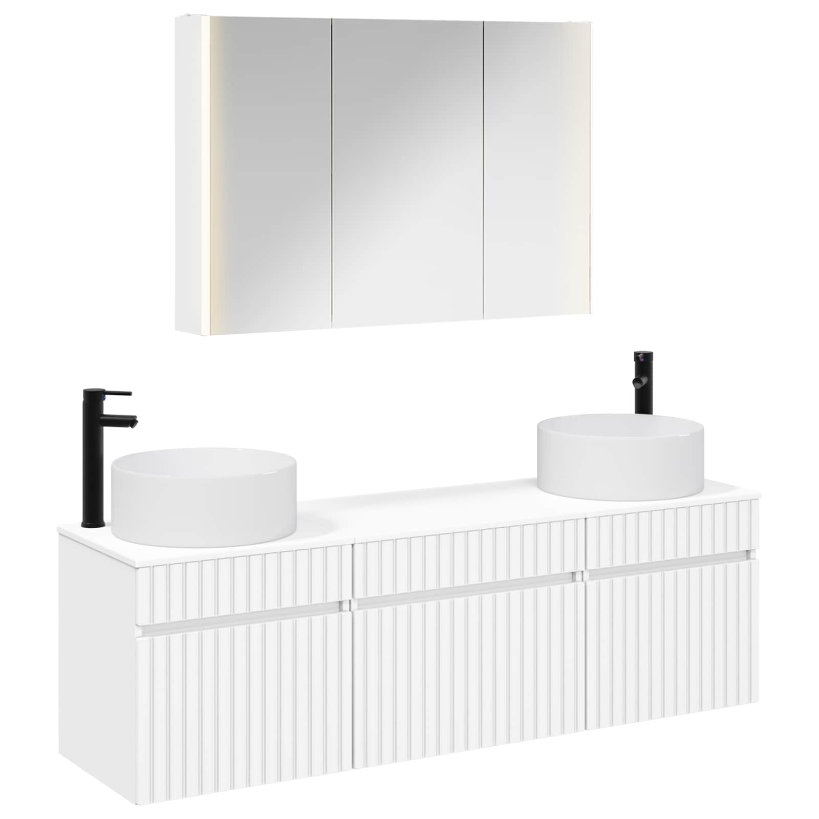 Set ormarića za kupaonicu 4 pcs Bijela 103,5 x 15,5 x 70 cm