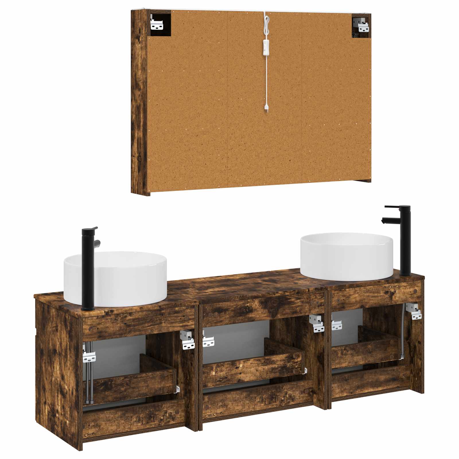 Set ormarića za kupaonicu 4 pcs Dimljeni hrast