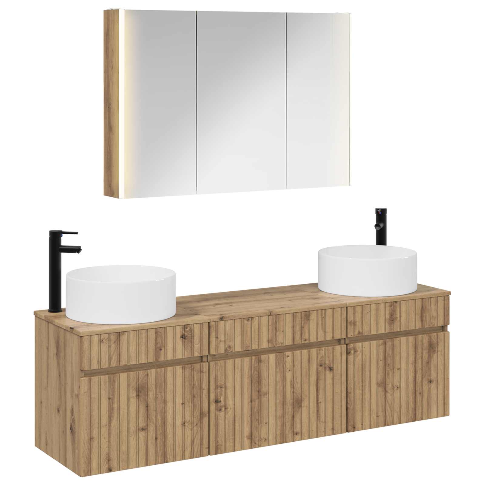Set ormarića za kupaonicu 4 pcs Hrast artisan Konstruirano drvo