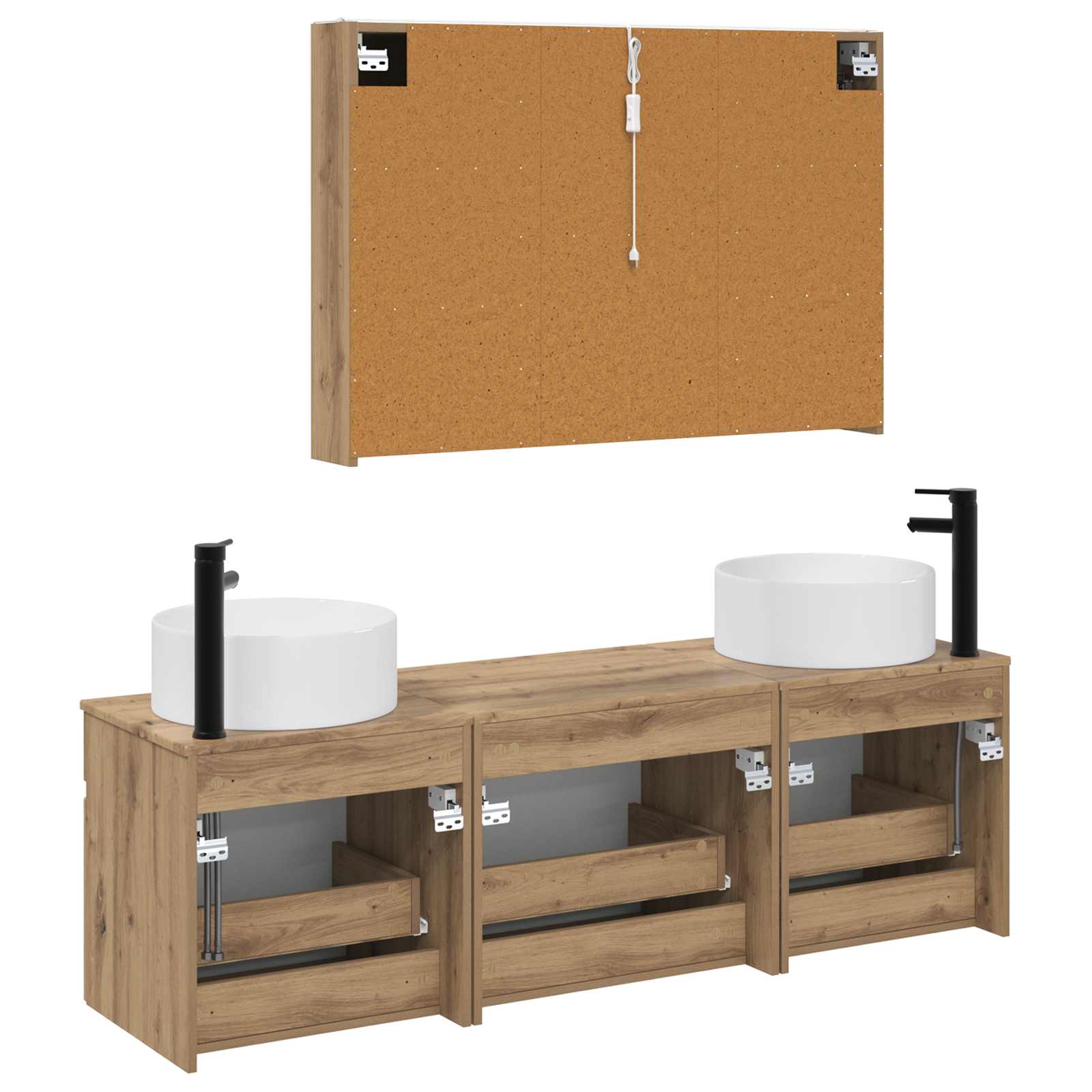 Set ormarića za kupaonicu 4 pcs Hrast artisan Konstruirano drvo