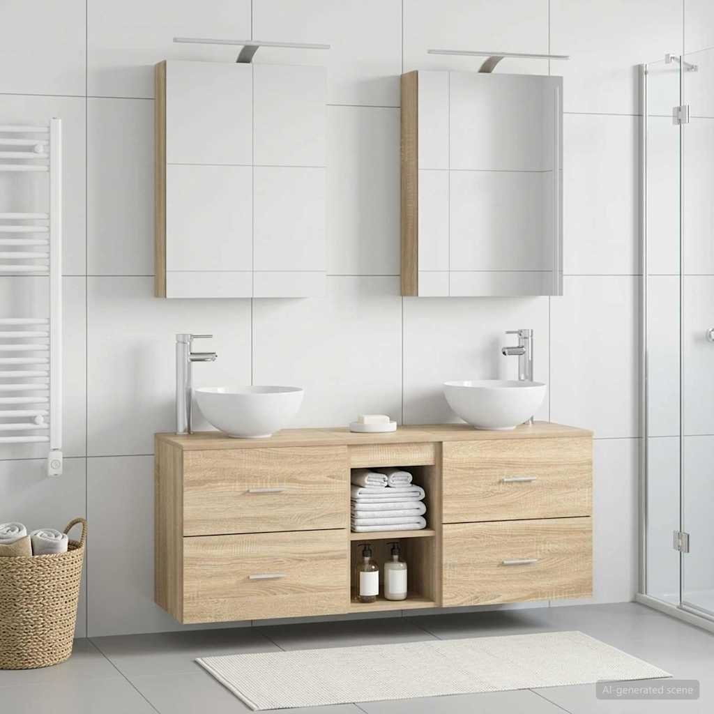 Set ormarića za kupaonicu 5 pcs Hrast sonoma 50 x 14,5 x 70 cm