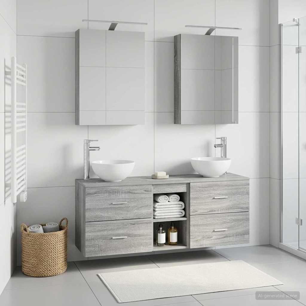 Set ormarića za kupaonicu 5 pcs Siva Sonoma 50 x 14,5 x 70 cm