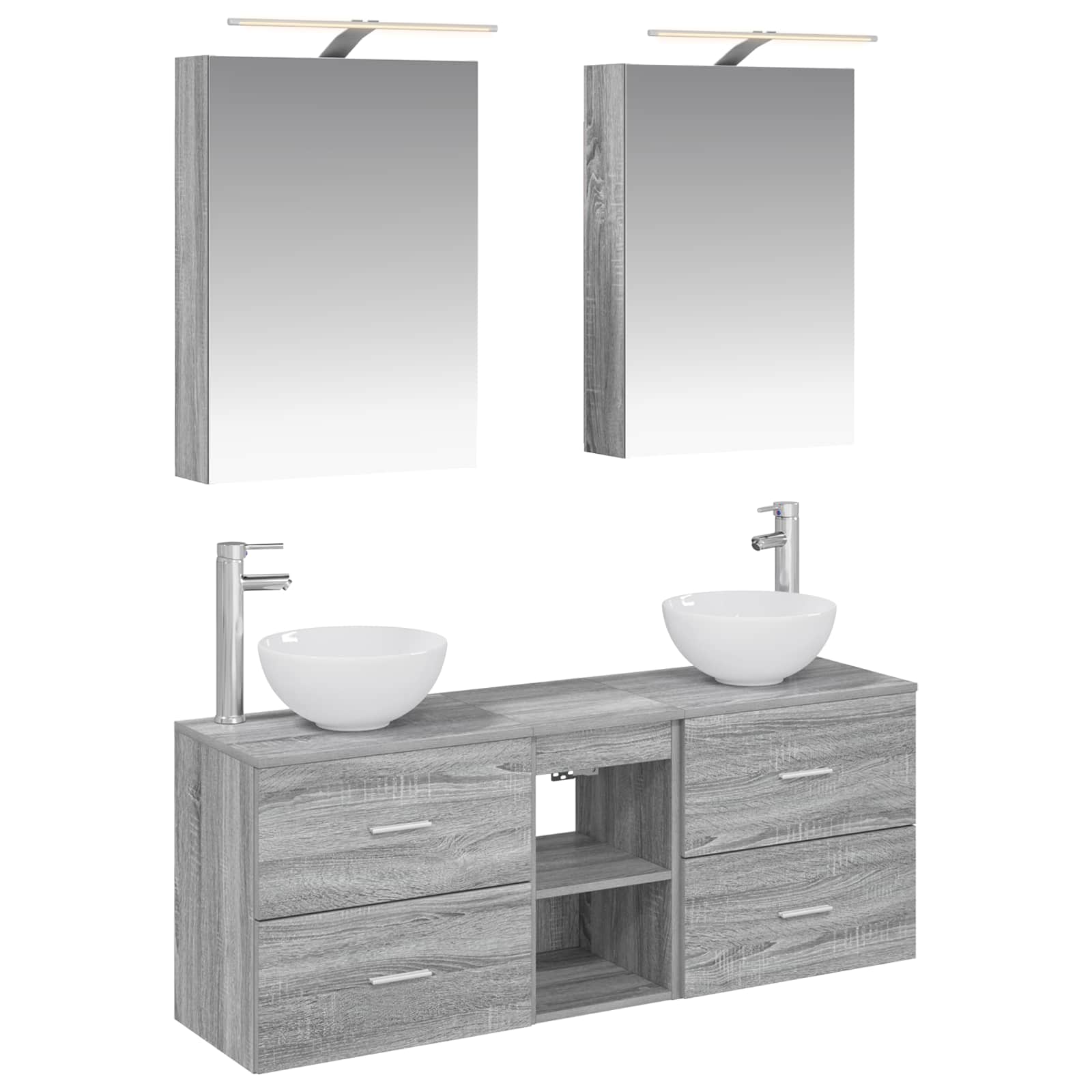 Set ormarića za kupaonicu 5 pcs Siva Sonoma 50 x 14,5 x 70 cm