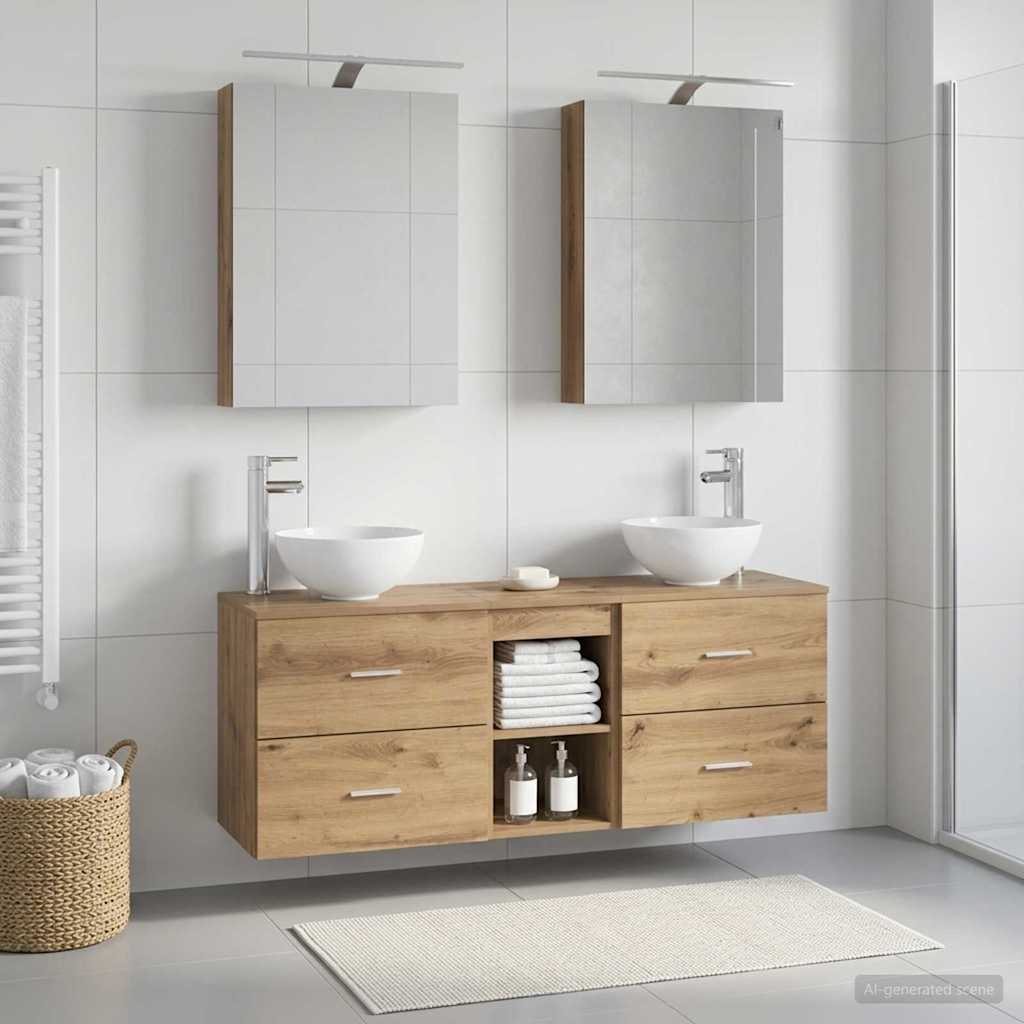 Set ormarića za kupaonicu 5 pcs Hrast artisan 50 x 14,5 x 70 cm