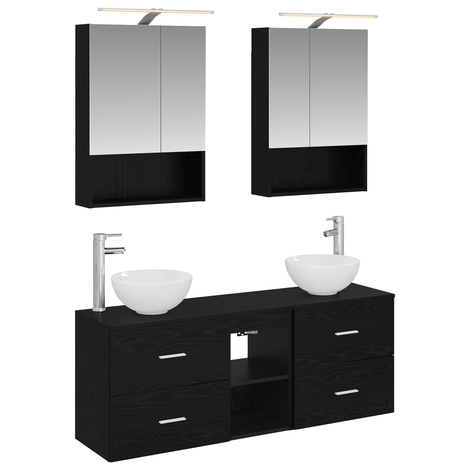 Set ormarića za kupaonicu 5 pcs Crni hrast 50 x 14,5 x 70 cm