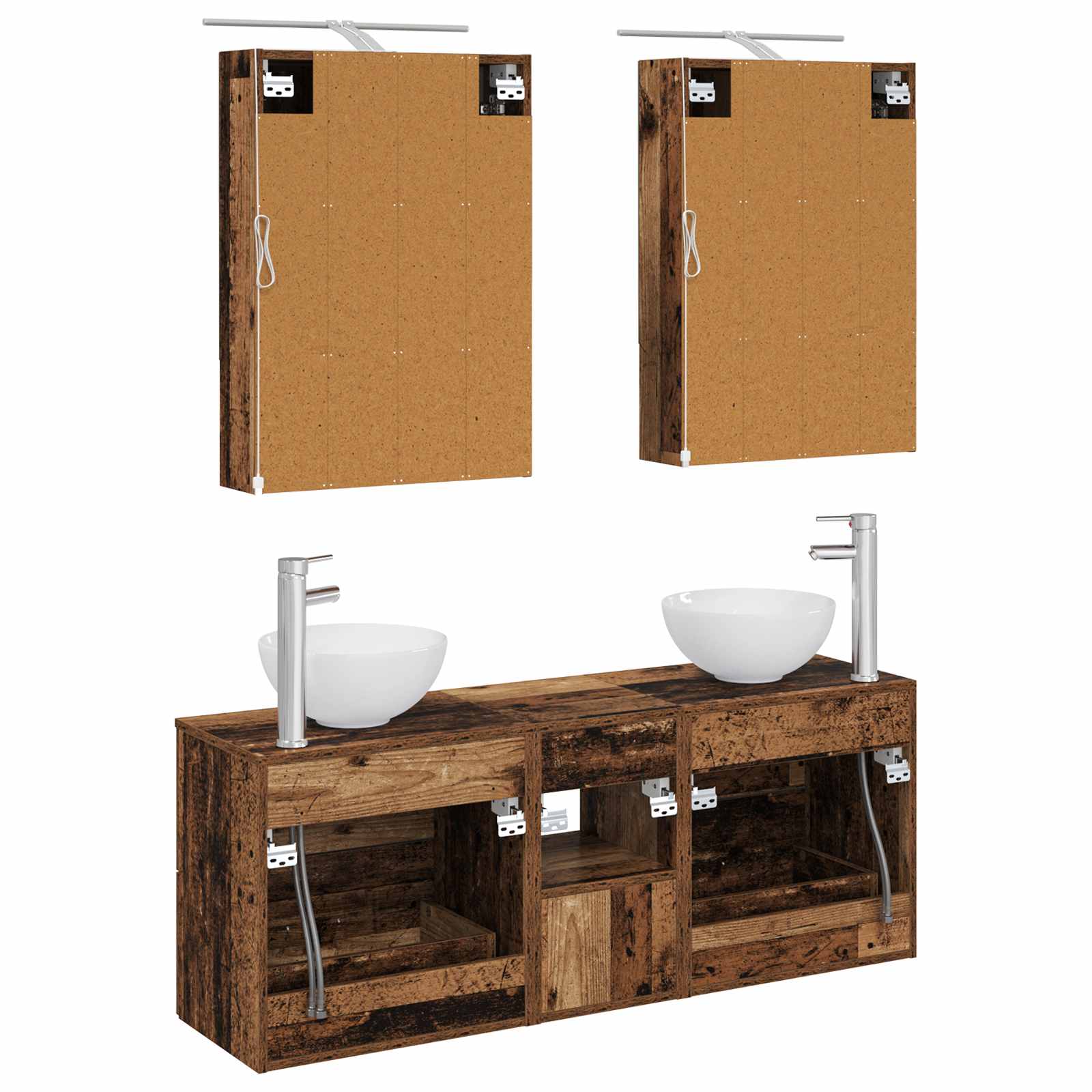 Set ormarića za kupaonicu 5 pcs Staro drvo 50 x 14,5 x 70 cm
