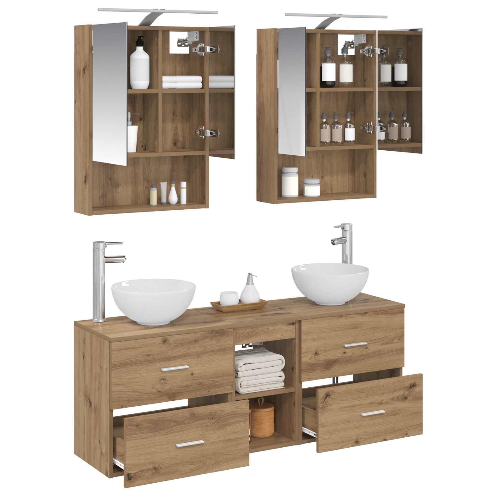 Set ormarića za kupaonicu 5 pcs Hrast artisan 50 x 14,5 x 70 cm
