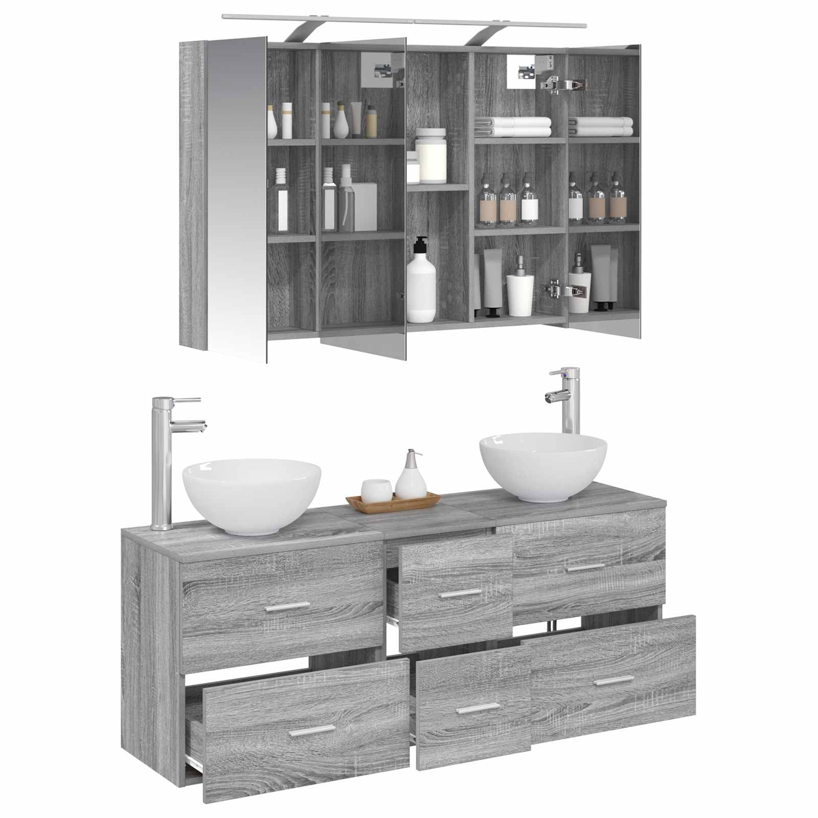 Set namještaja za kupaonicu 4 pcs Siva Sonoma