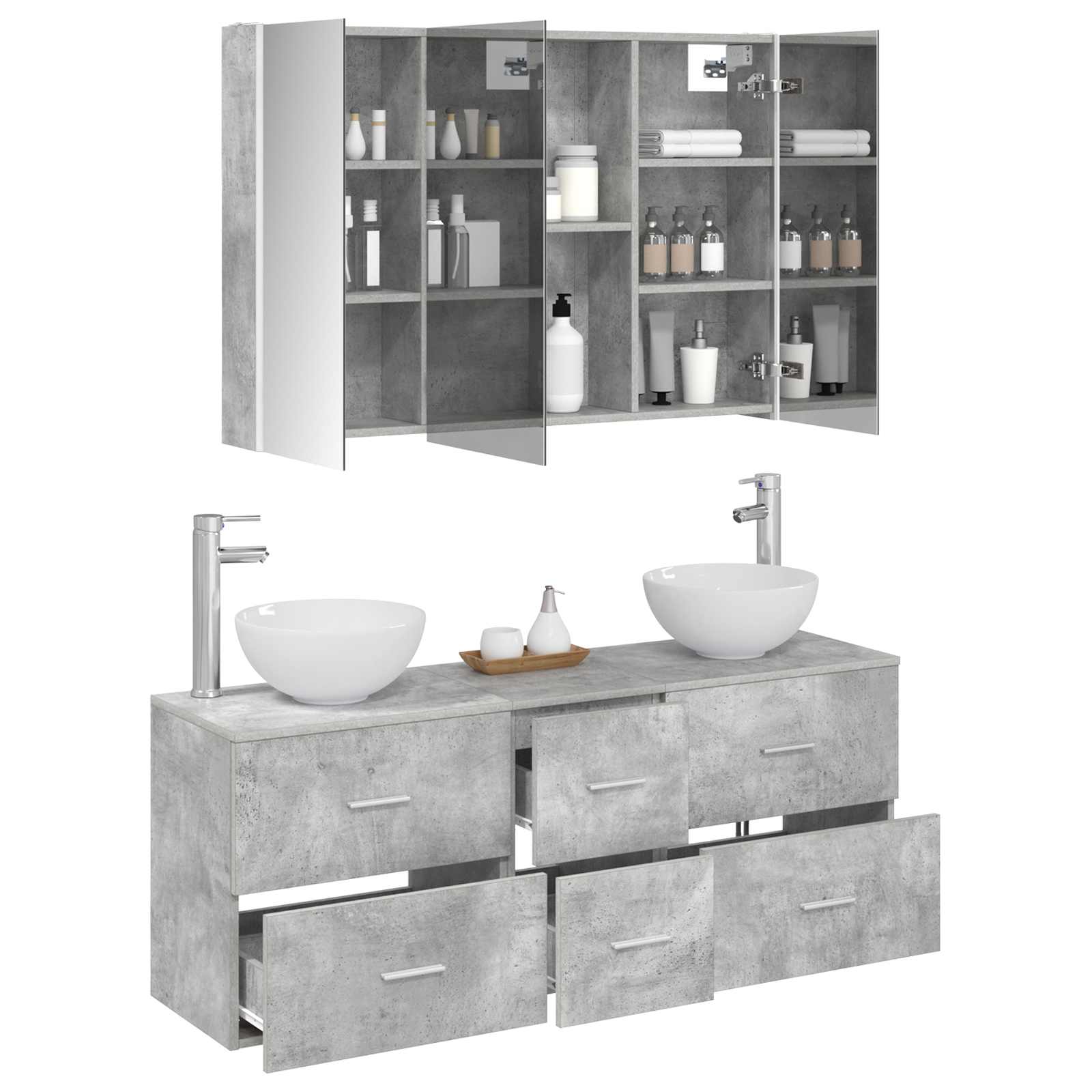 Set namještaja za kupaonicu 4 pcs Betonska siva