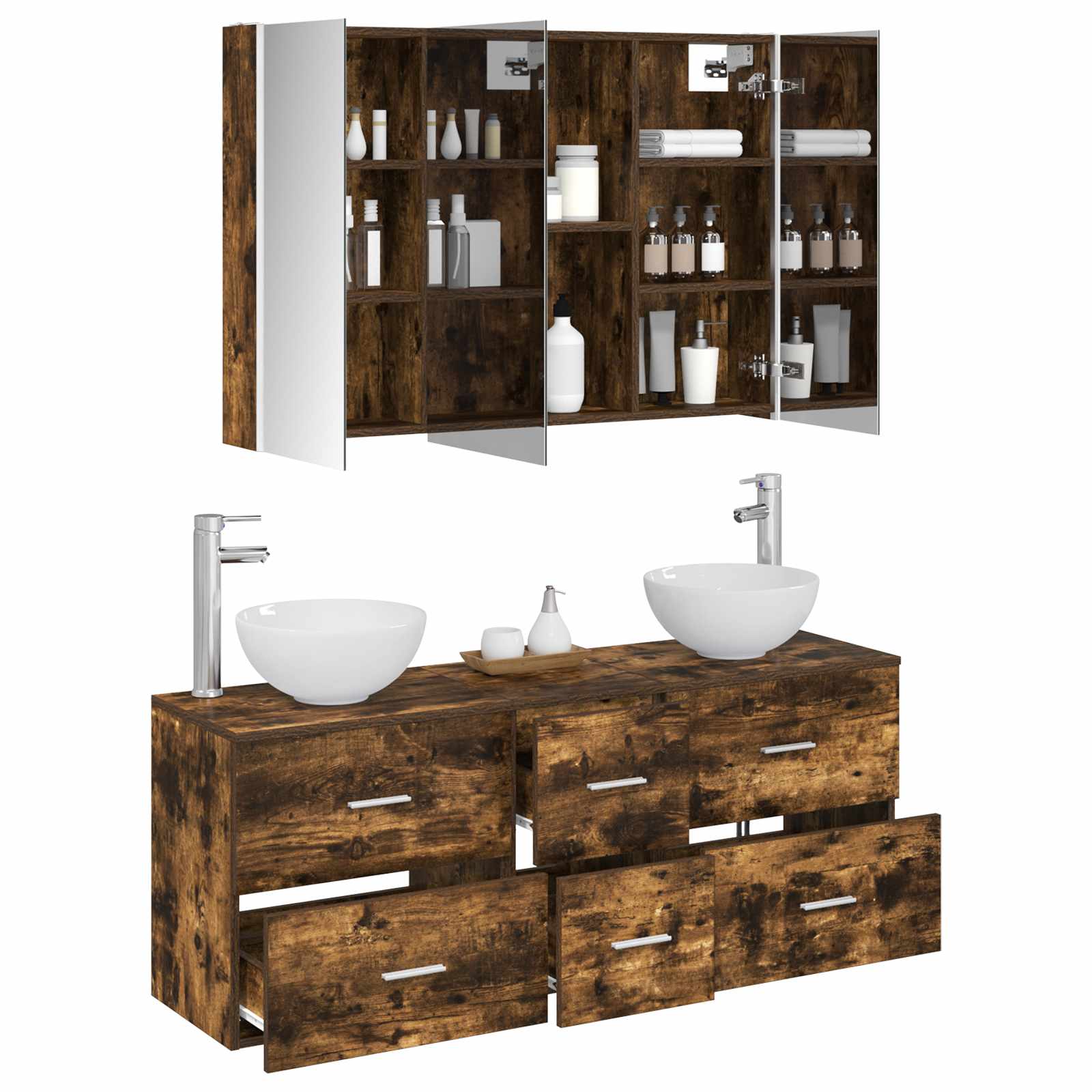 Set namještaja za kupaonicu 4 pcs Dimljeni hrast
