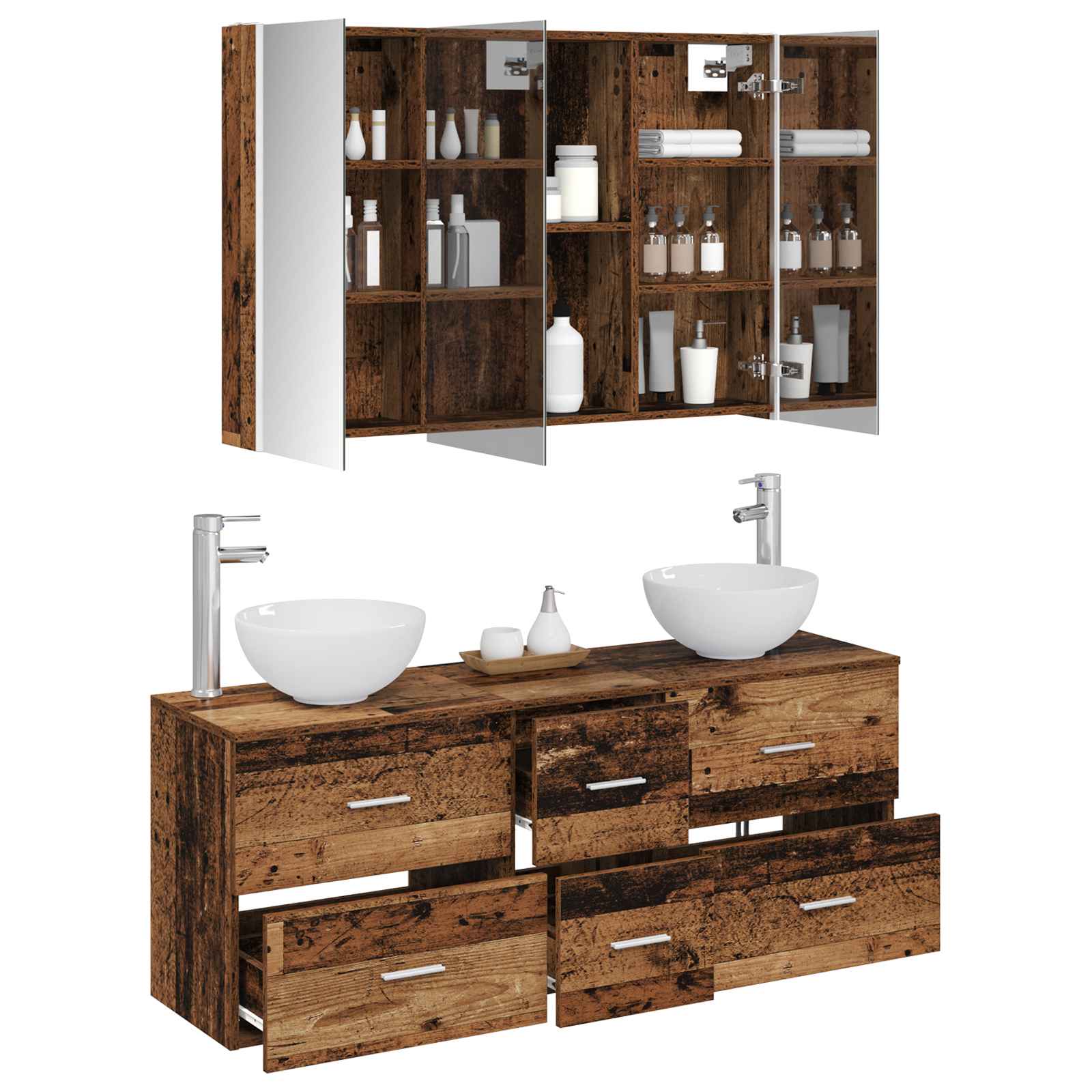 Set namještaja za kupaonicu 4 pcs Staro drvo