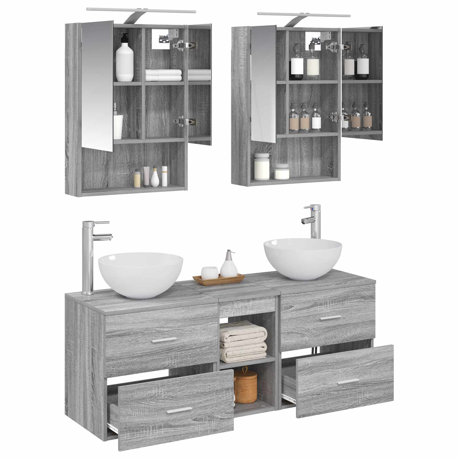 Set namještaja za kupaonicu 5 pcs Siva Sonoma