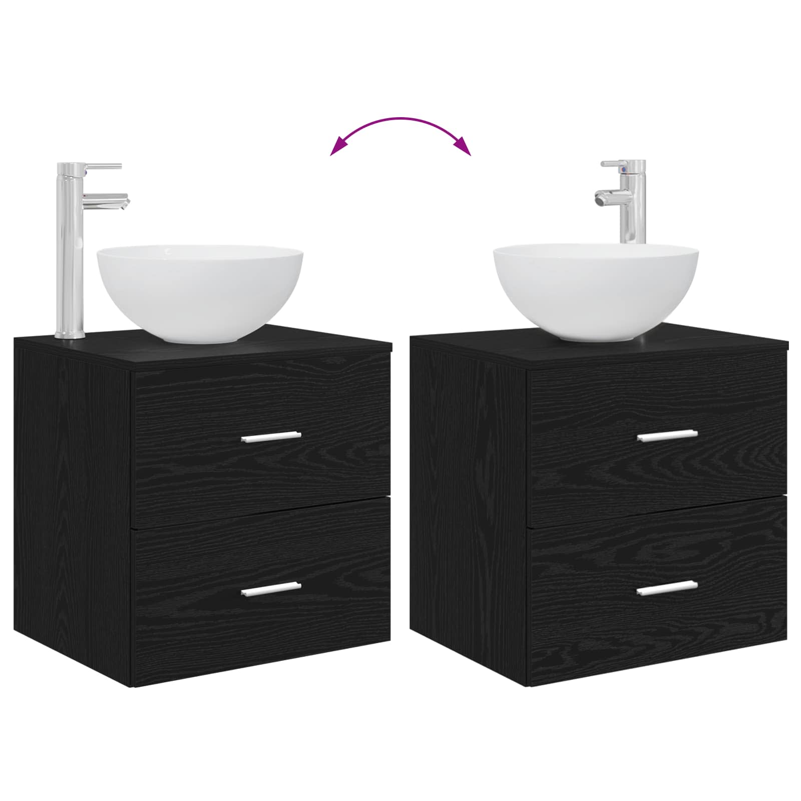 Set namještaja za kupaonicu 5 pcs Crni hrast
