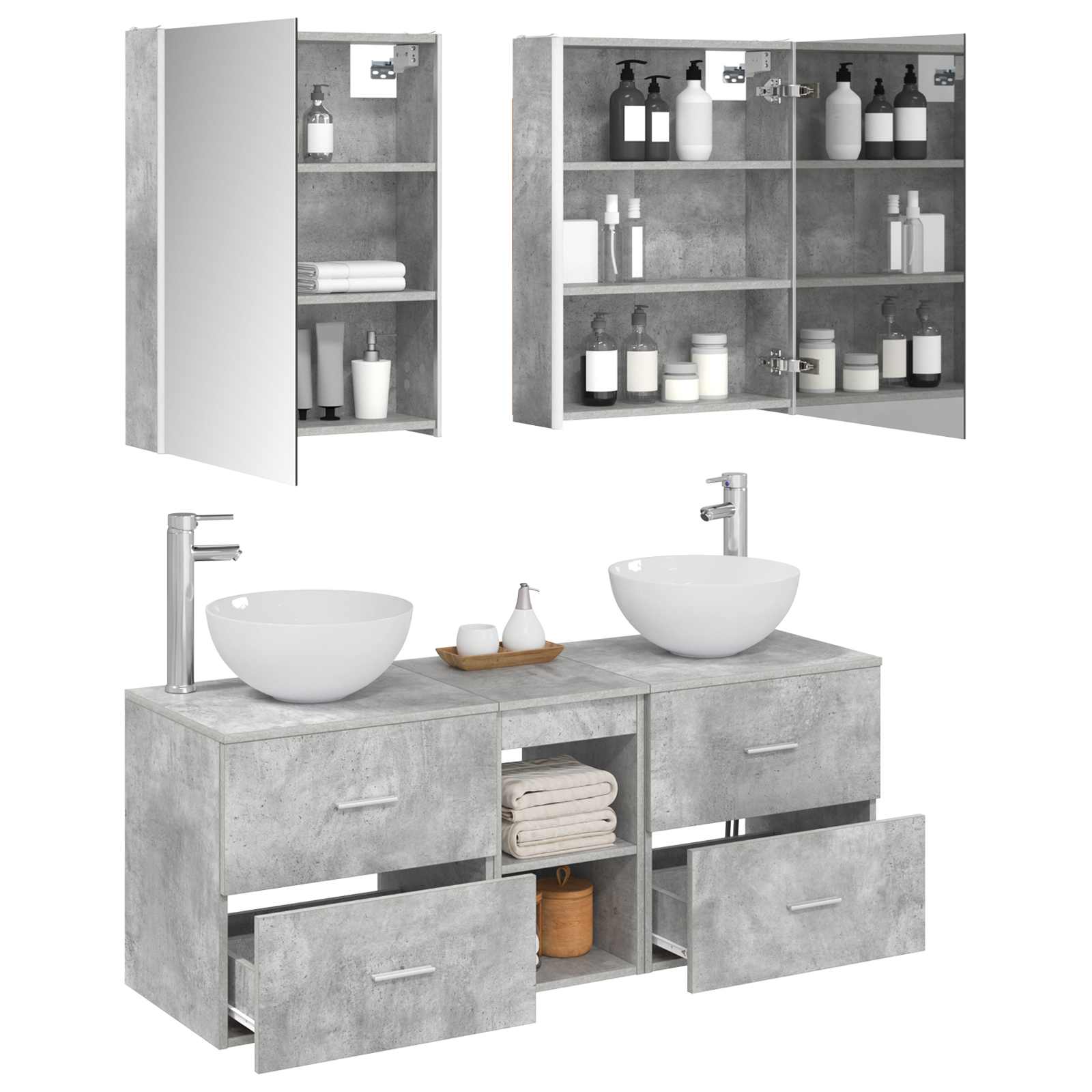 Set namještaja za kupaonicu 5 pcs Betonska siva
