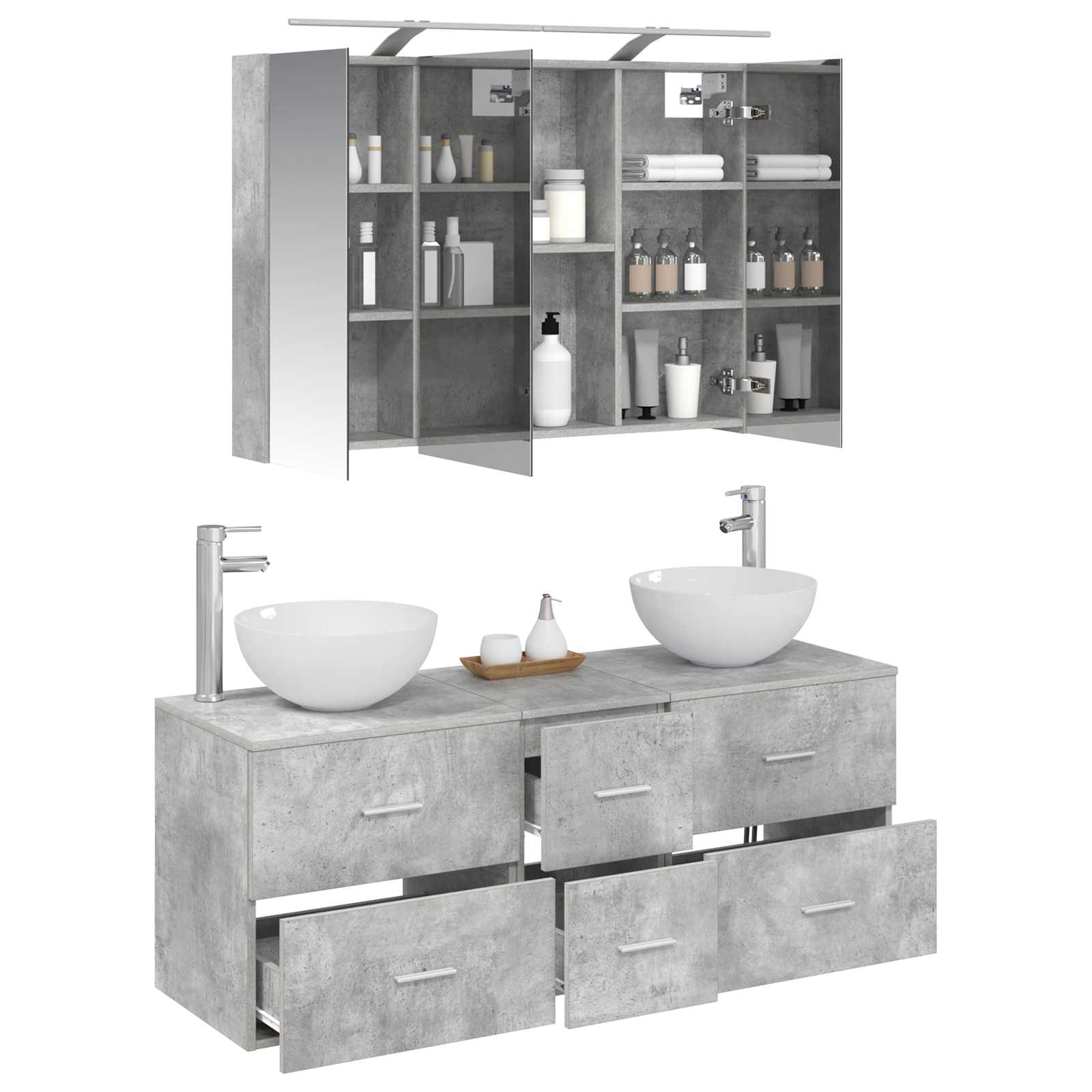 Set namještaja za kupaonicu 4 pcs Betonska siva