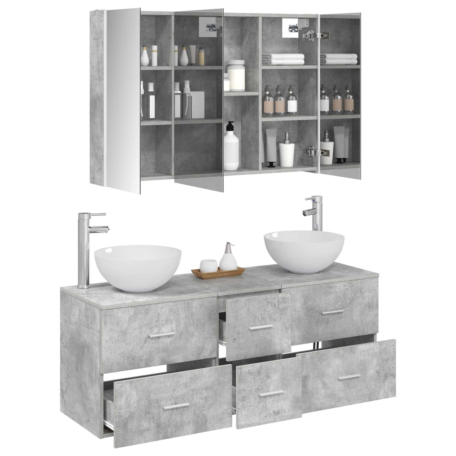 Set namještaja za kupaonicu 4 pcs Betonska siva