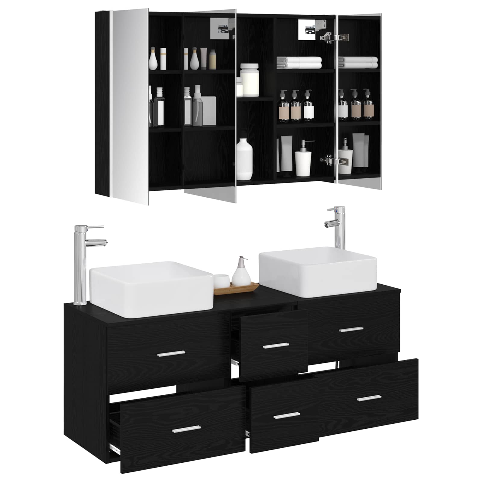 Set namještaja za kupaonicu 4 pcs Crni hrast