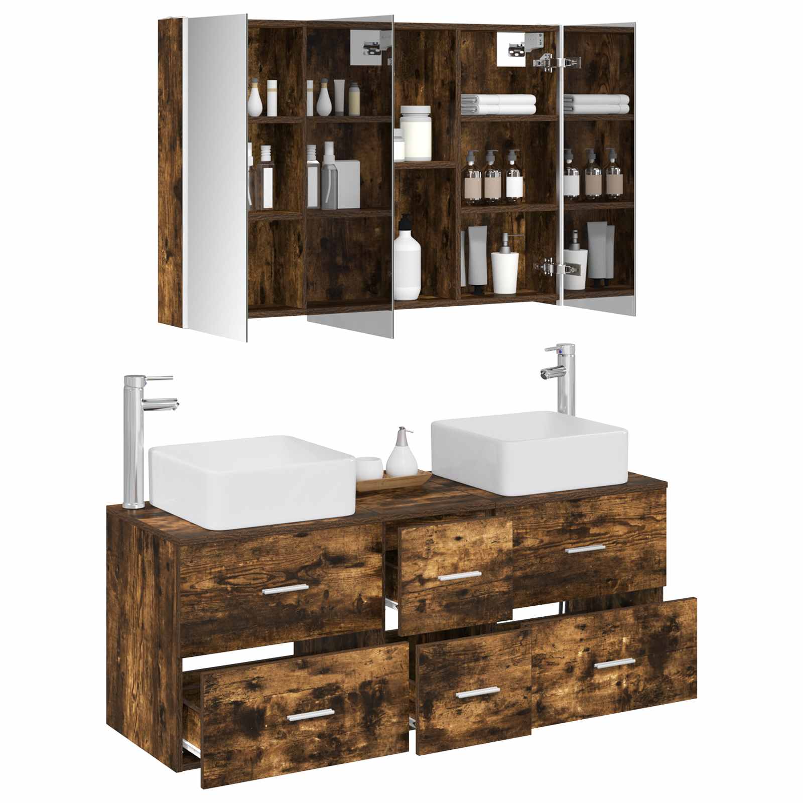 Set namještaja za kupaonicu 4 pcs Dimljeni hrast