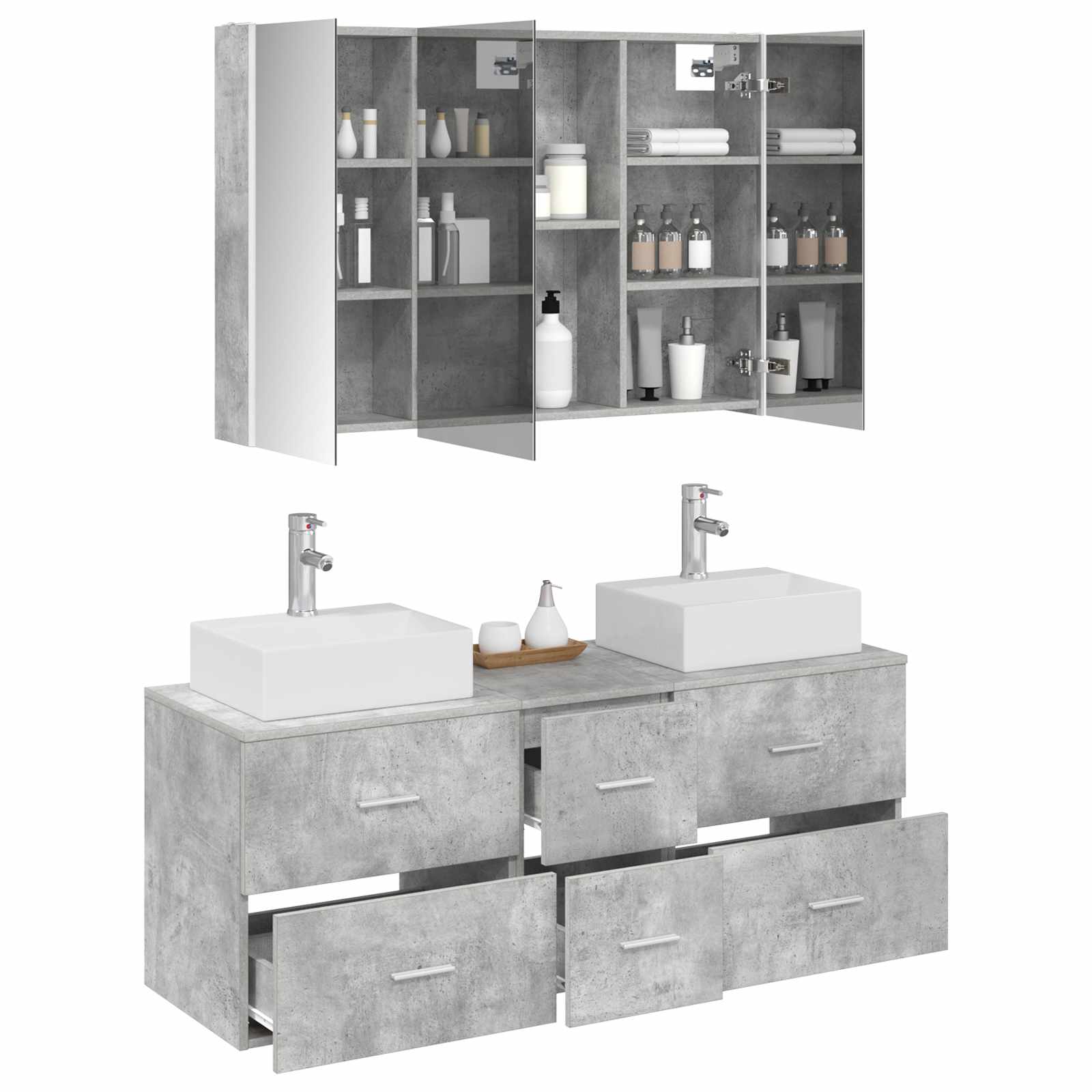 Set namještaja za kupaonicu 4 pcs Betonska siva